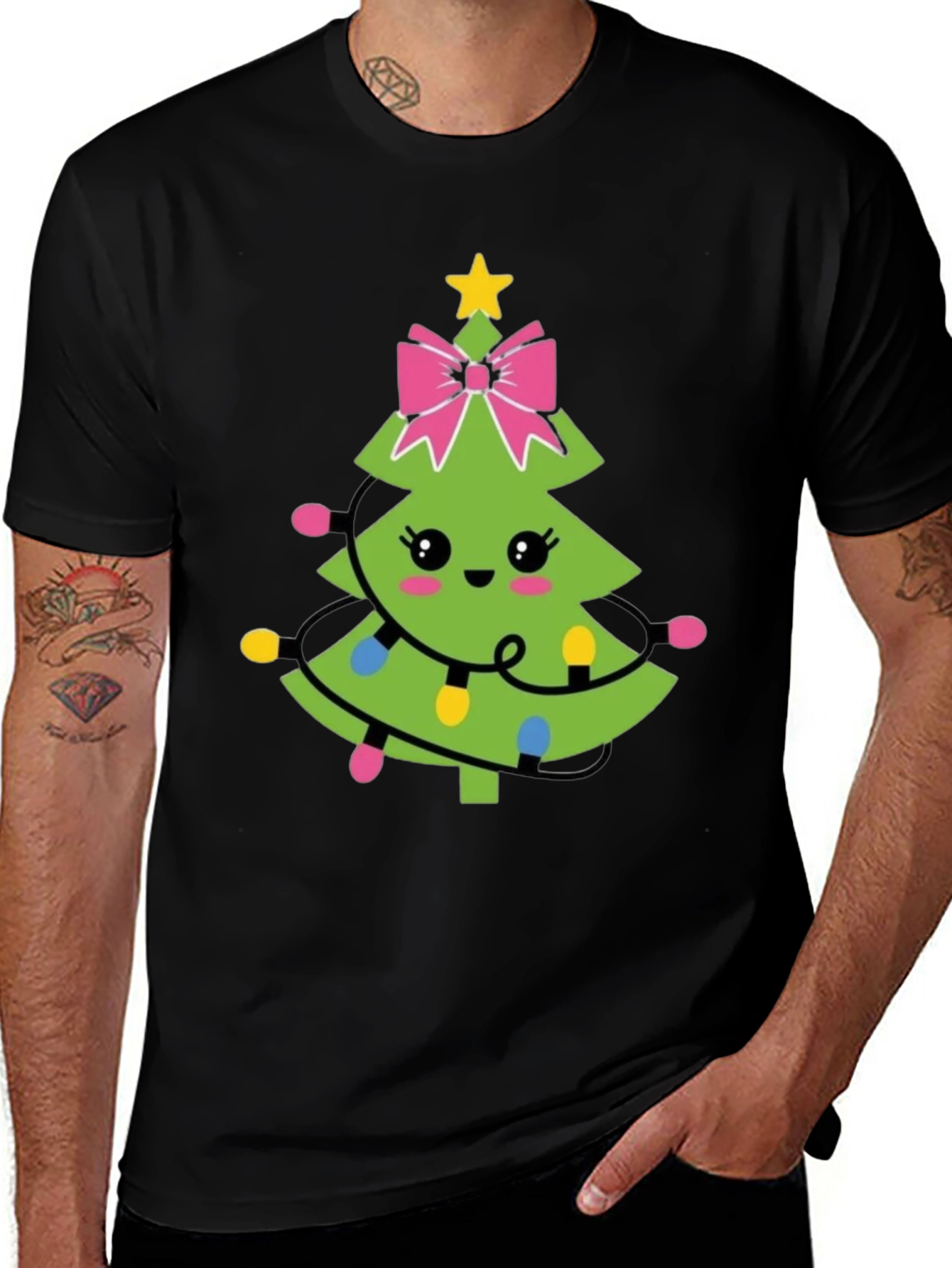 Cute Christmas Tree Graphic Tee - Holiday Cheer