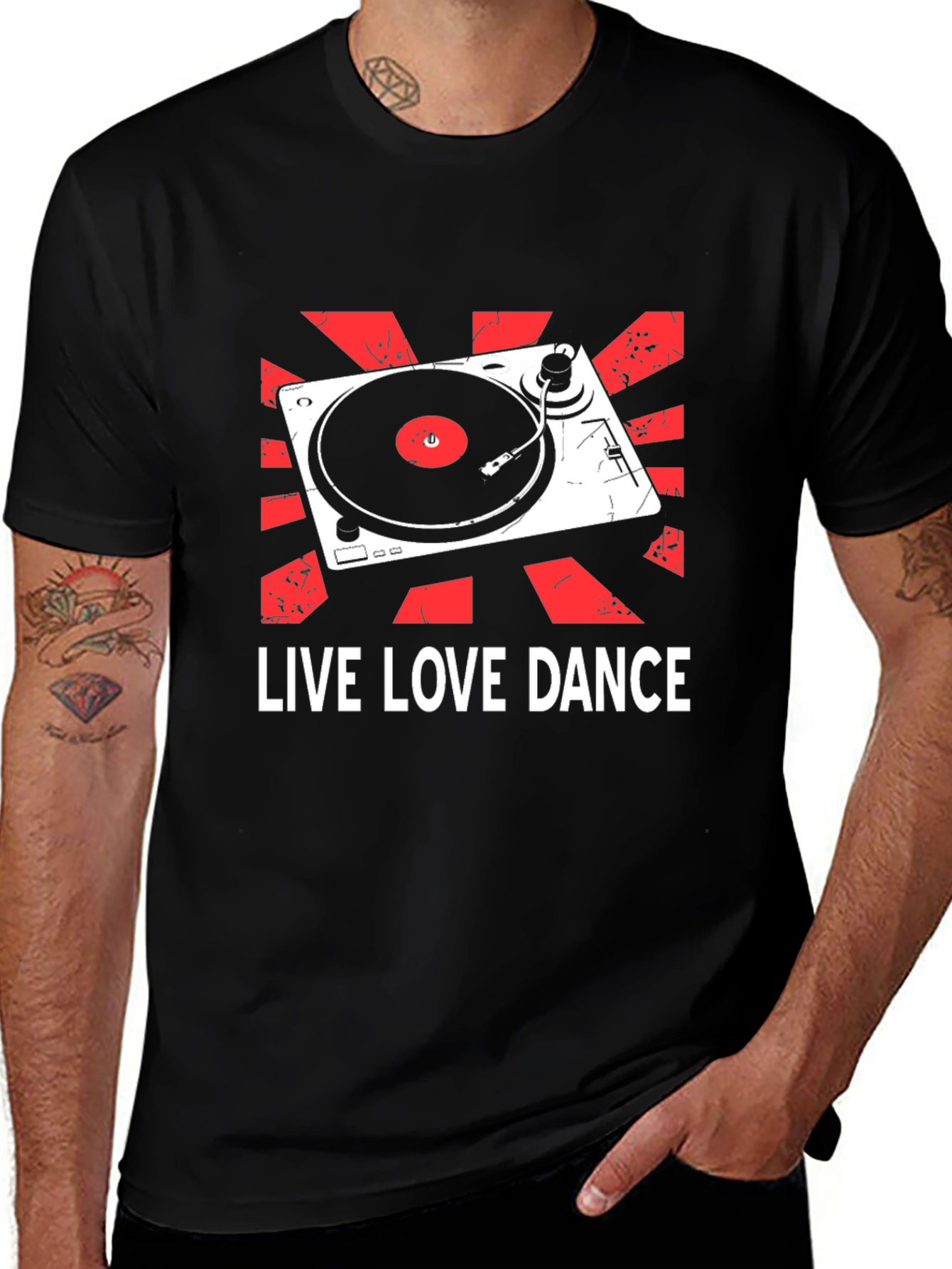 Variant 27 of Live Love Dance DJ Turntable Graphic T-Shirt