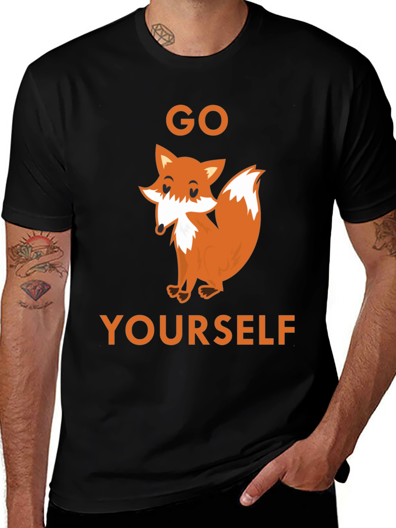Variant 20 of Go Fox Yourself Funny Graphic Tee - Black Cotton T-Shirt
