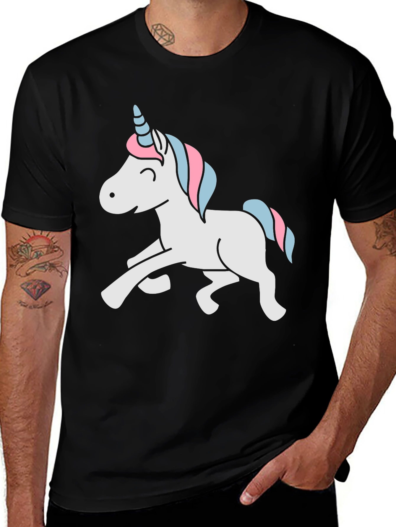 Variant 21 of Unicorn Graphic T-Shirt - Black Casual Tee