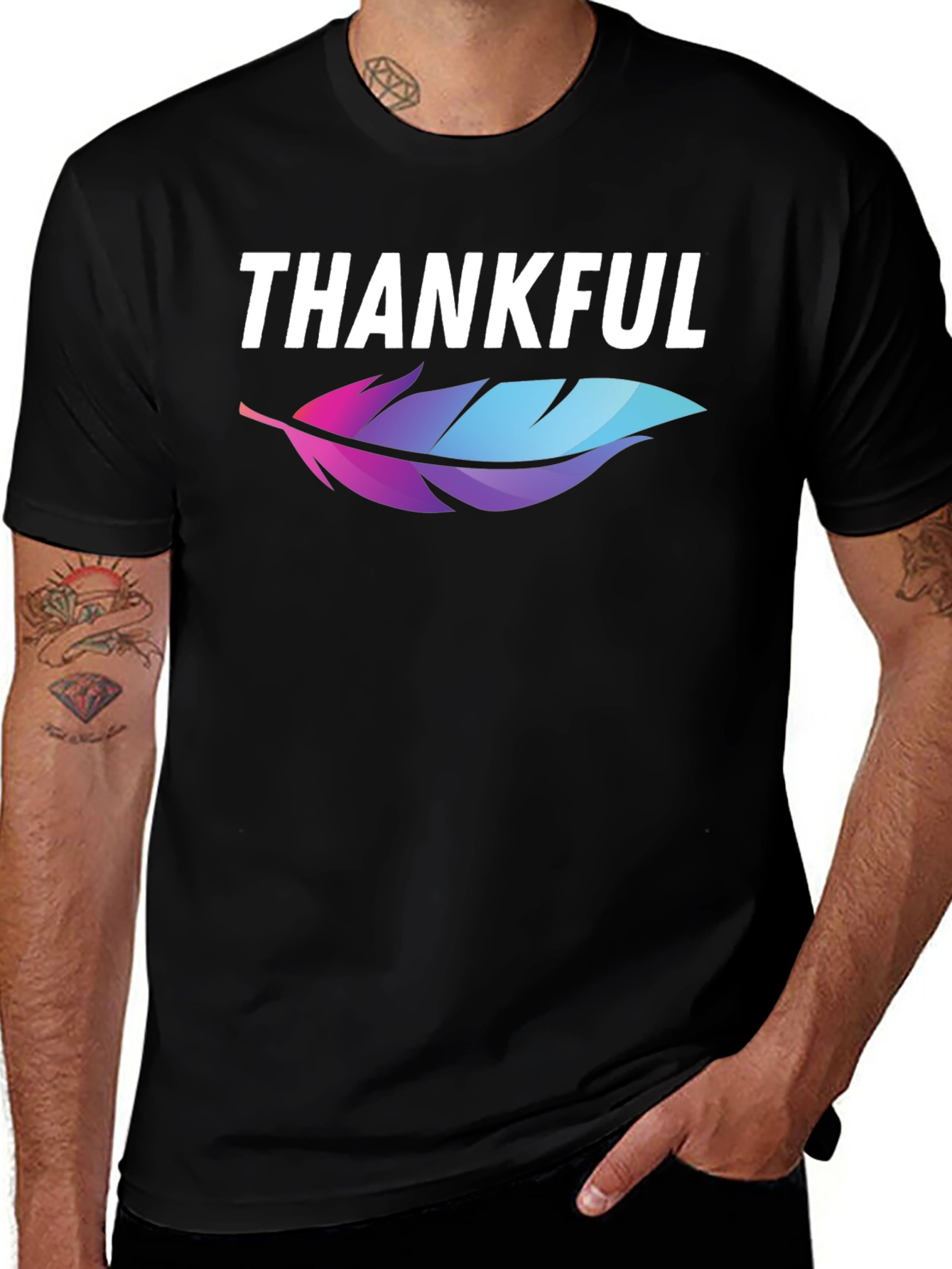 Thankful Feather Graphic T-Shirt