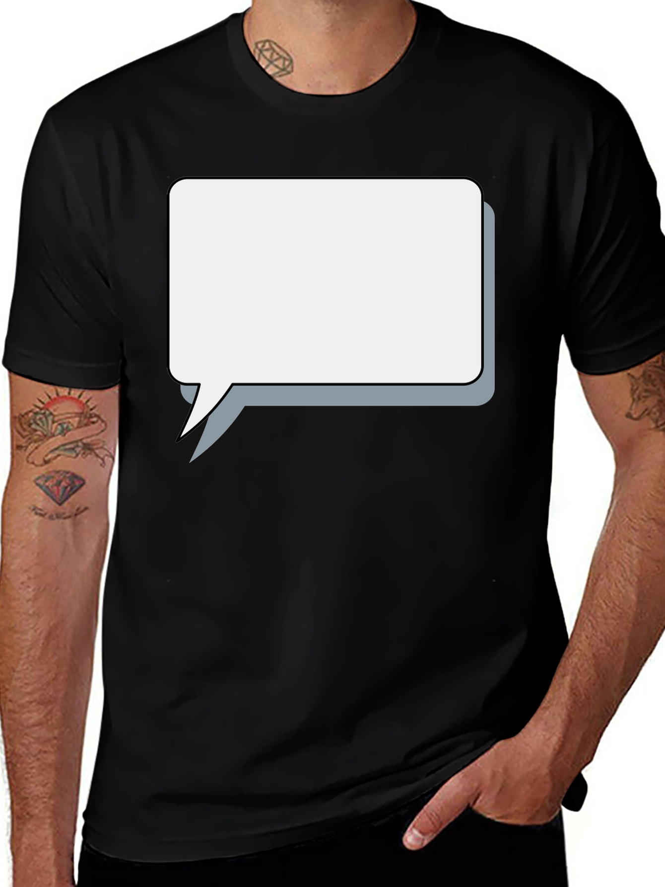 Variant 12 of Trendy Black Tee with Cartoon Speech Bubble Graphic
