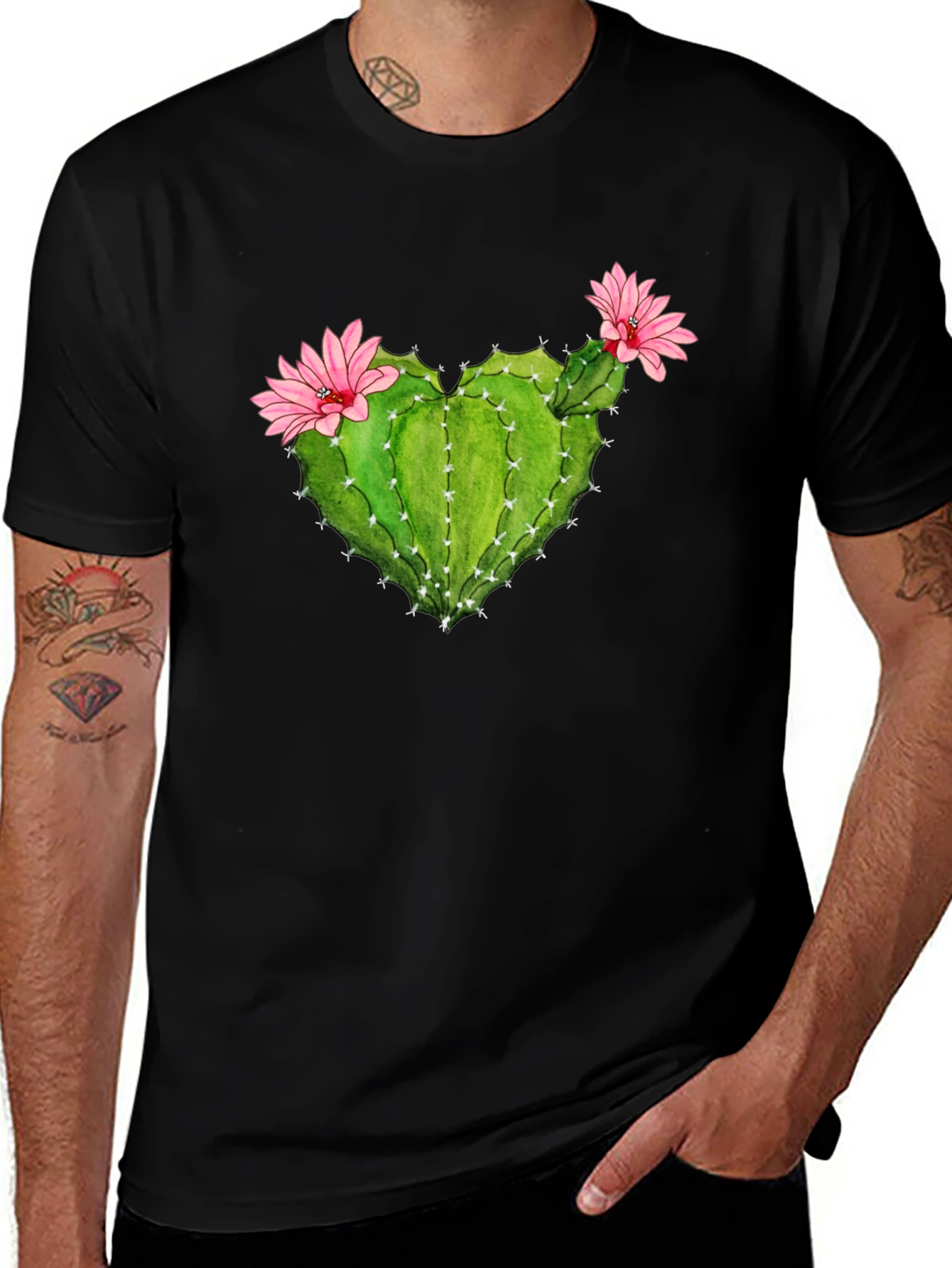 Variant 2 of Cactus Heart Flower Graphic T-Shirt