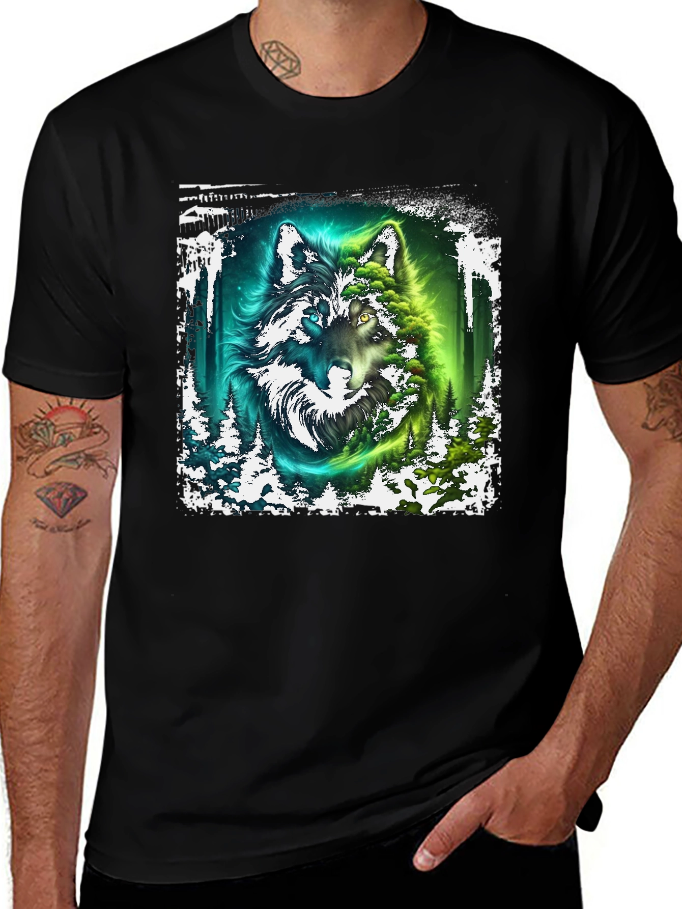 Variant 30 of Mystic Wolf Graphic T-Shirt - Nature Inspired Design