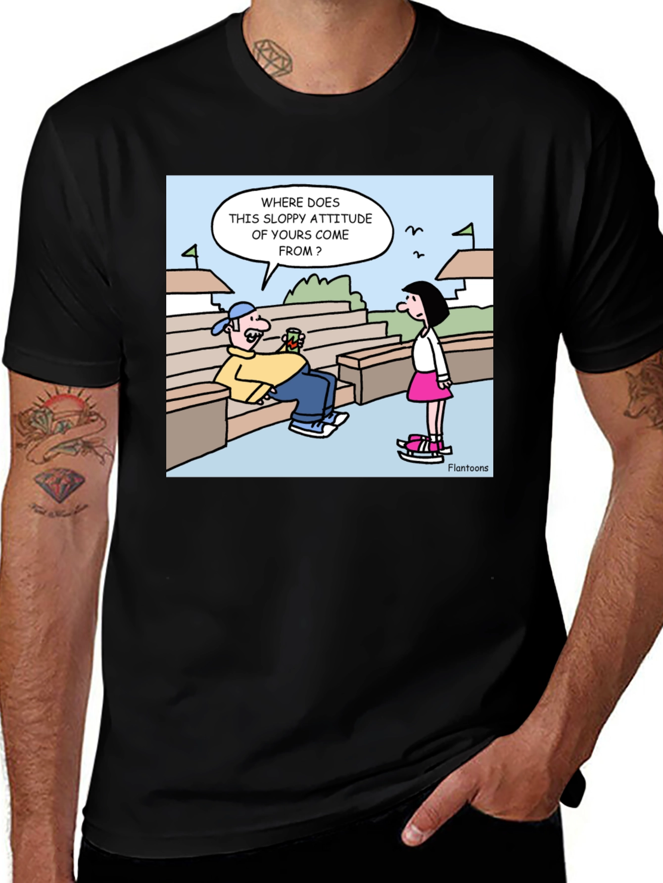 Variant 4 of Cartoon Graphic Print Tee - "Sloppy Attitude"