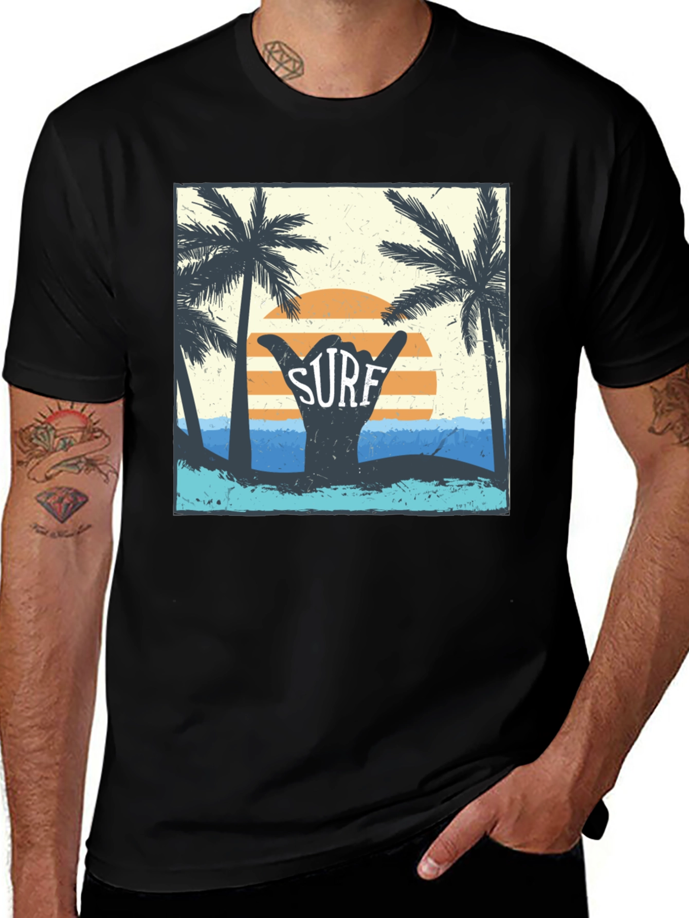 Variant 17 of Surf Vibes T-Shirt - Palm Tree Graphic Tee