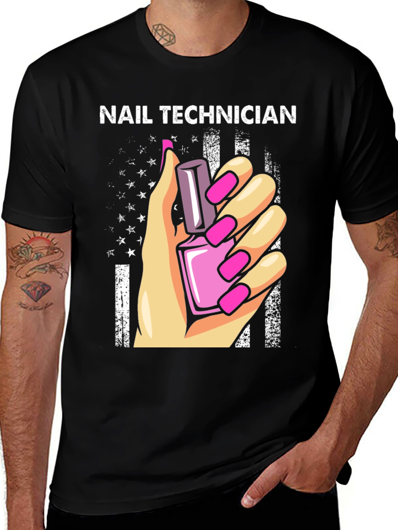 Nail Technician American Flag T-Shirt