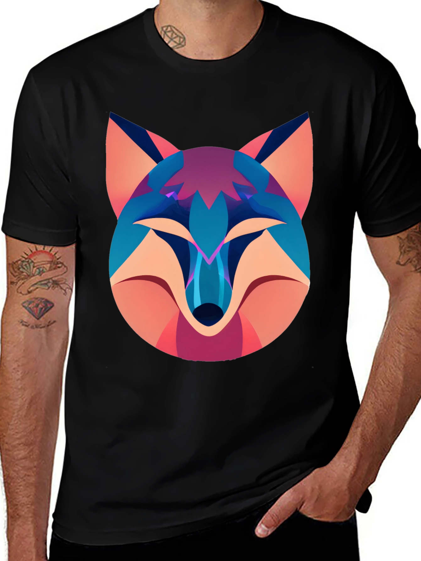 Variant 9 of Abstract Fox Graphic Print T-Shirt