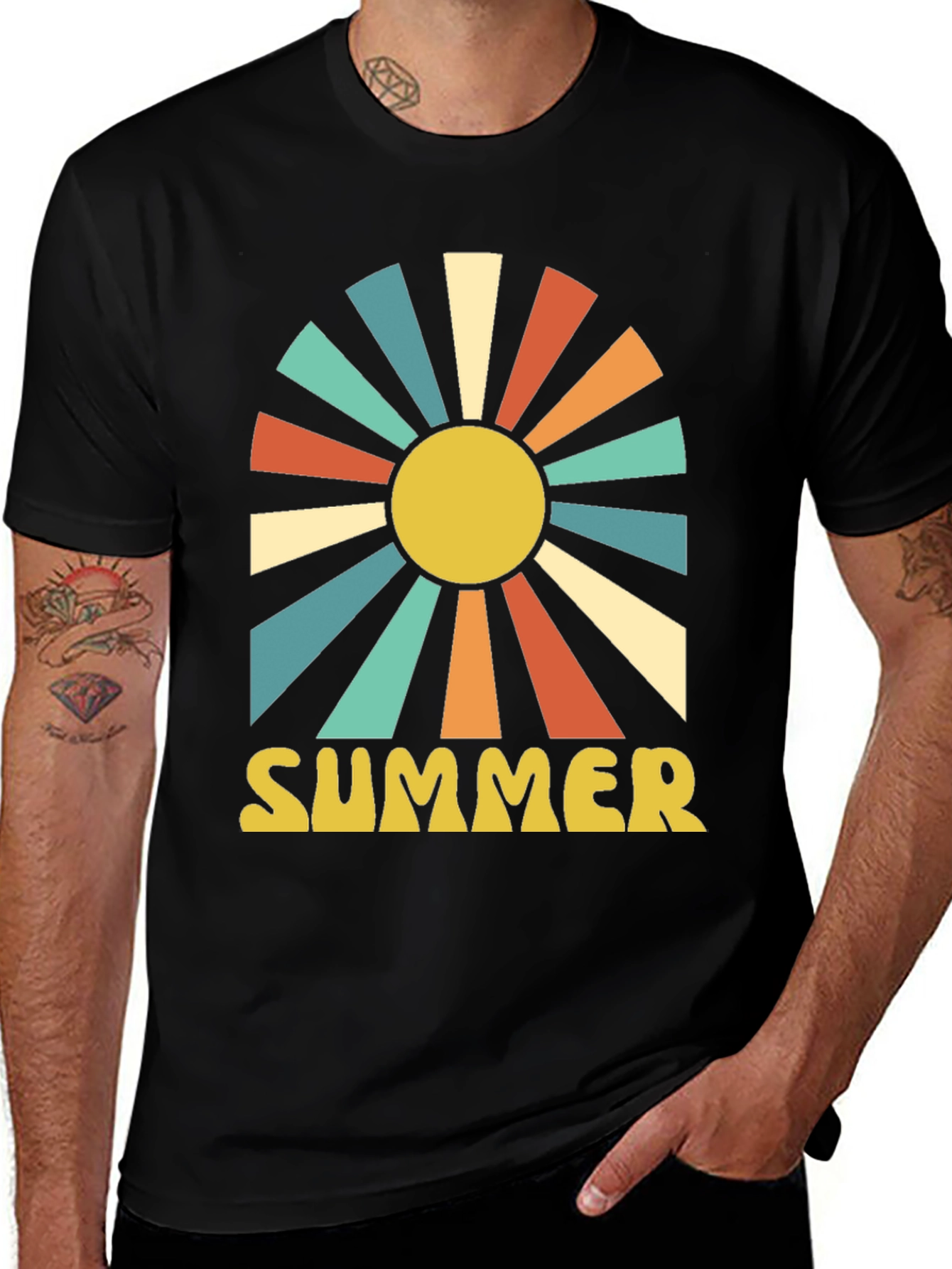 Variant 24 of Retro Summer Graphic Tee - Sunburst Design