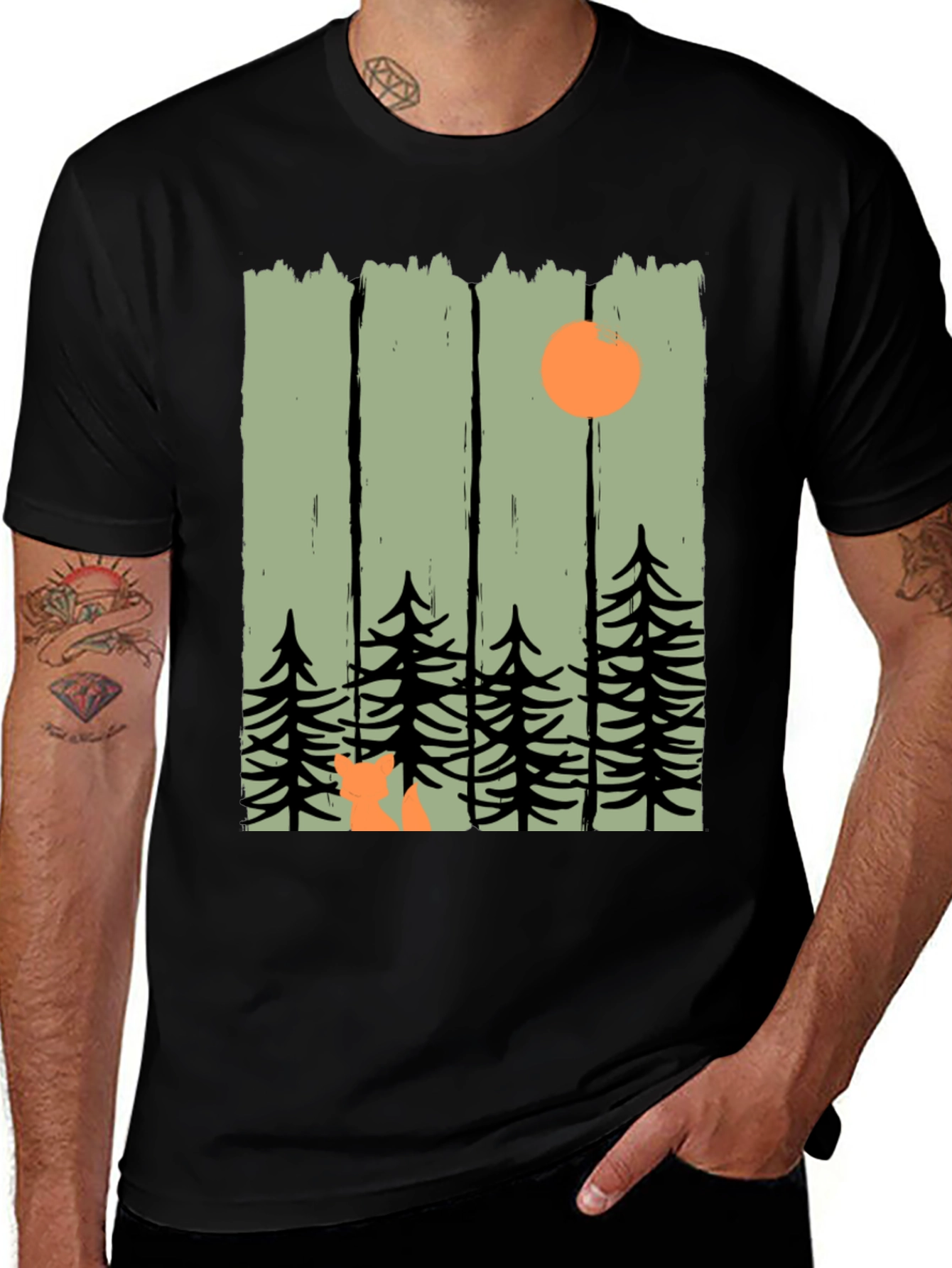 Variant 10 of Nature Inspired Graphic Tee - Fox in the Forest
