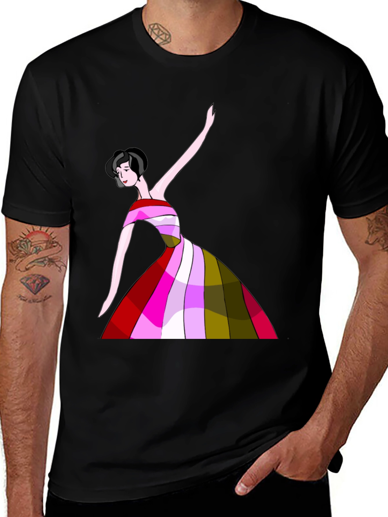 Variant 14 of Elegant Woman Graphic Tee - Stylish Black T-Shirt