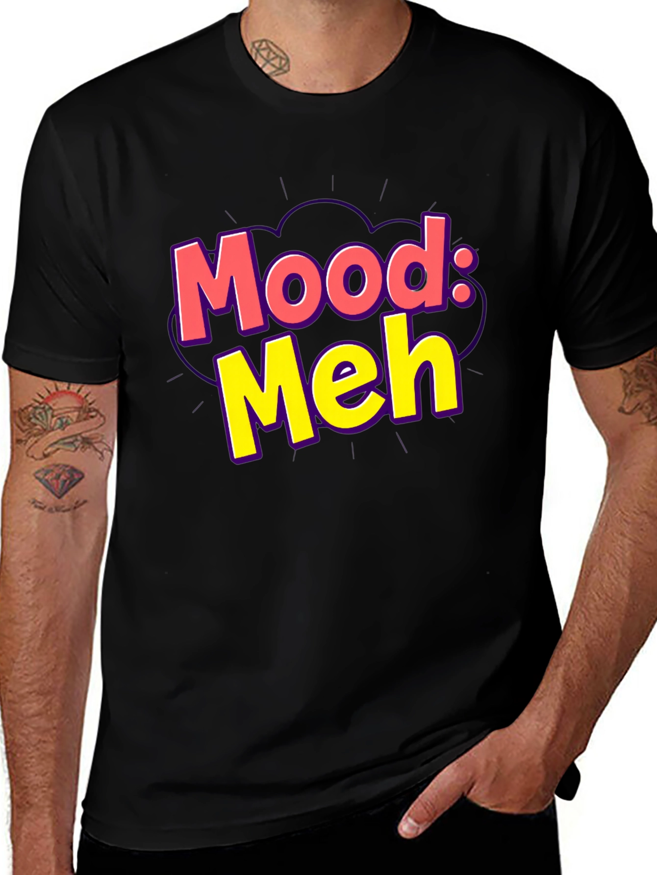 Variant 22 of Mood: Meh Graphic Tee - Black Casual T-Shirt