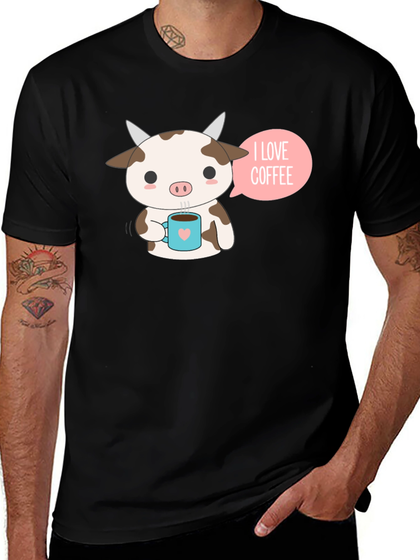 Variant 5 of Cute Cow Coffee Lover Graphic T-Shirt