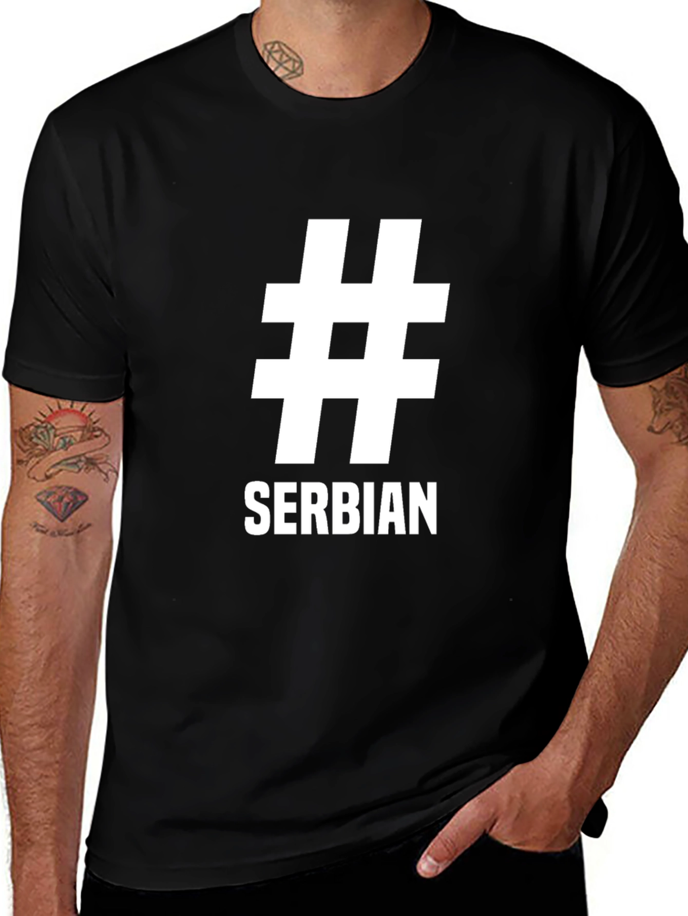 Hashtag Serbian T-Shirt - Black, Casual