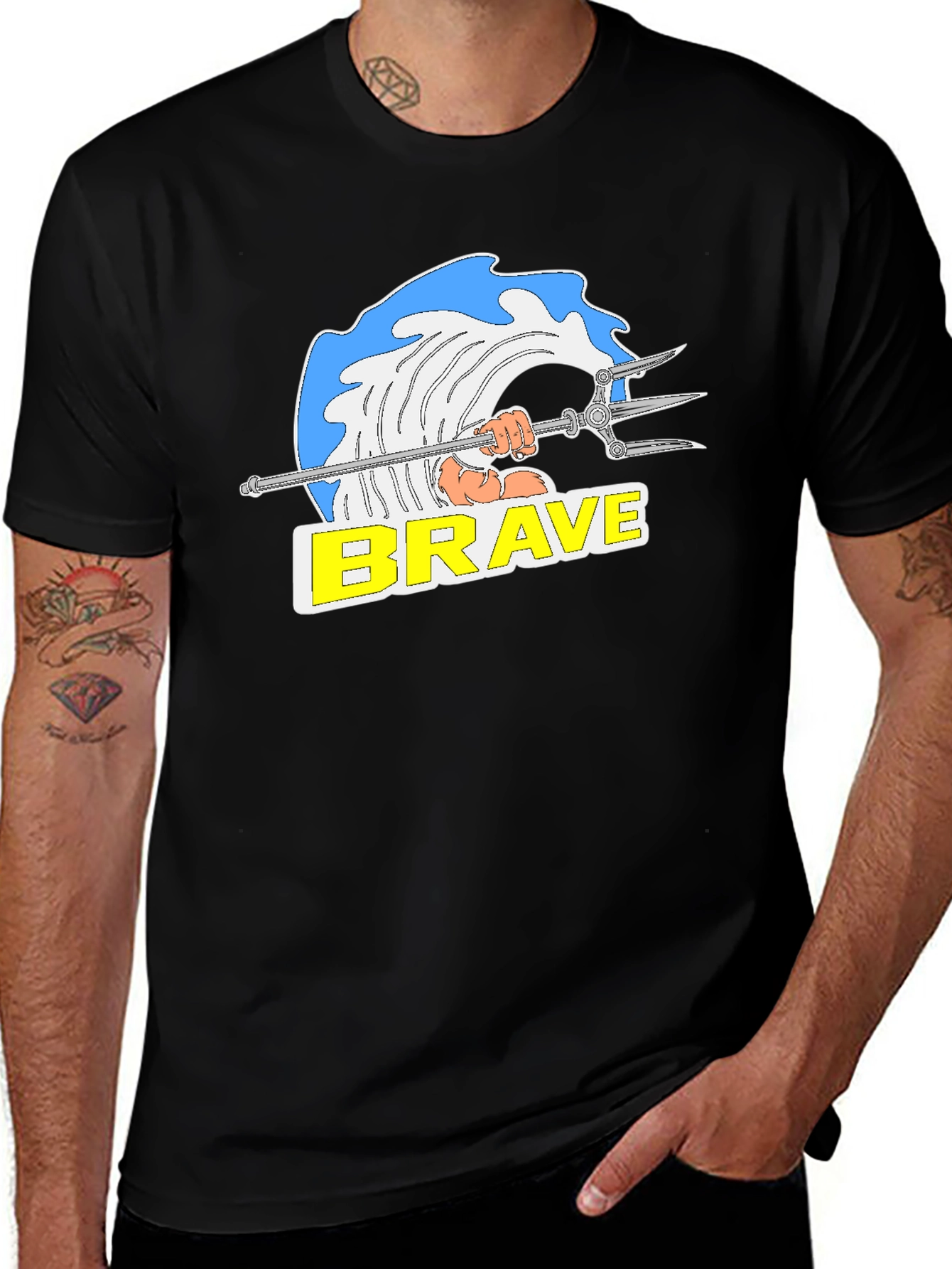 Variant 30 of Brave Graphic T-Shirt - Black Cotton Tee