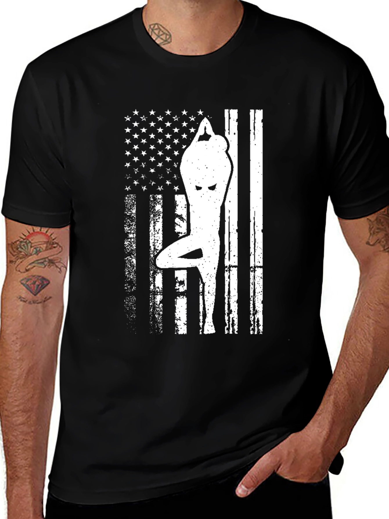 Variant 23 of Yoga American Flag Graphic T-Shirt