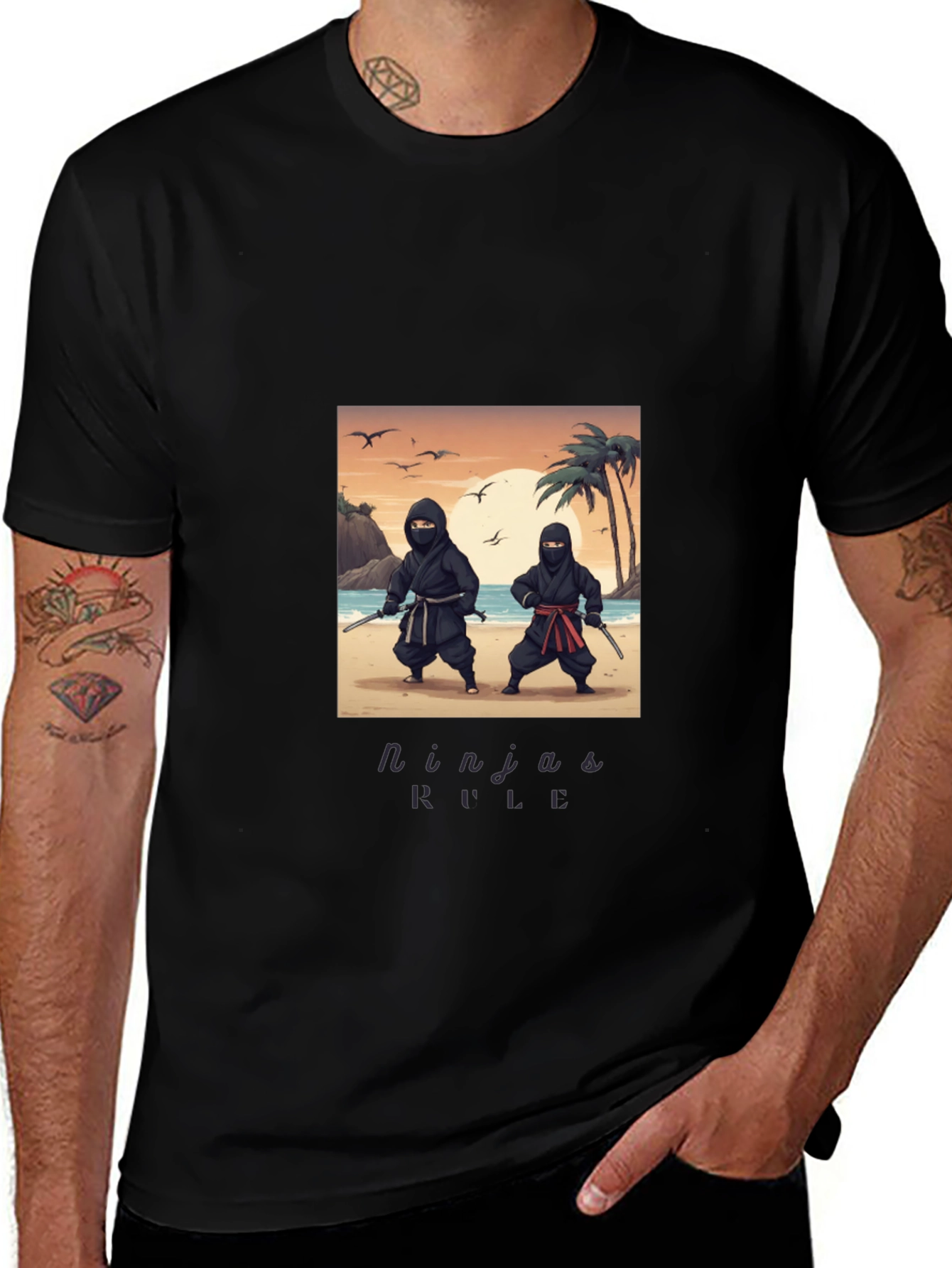 Variant 12 of Ninjas Rule Black T-Shirt