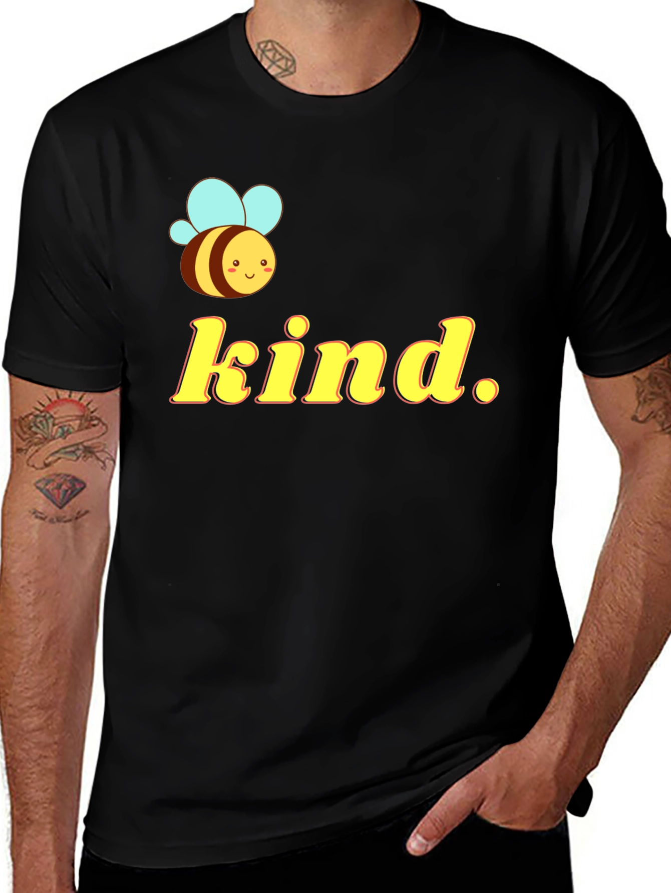 Variant 25 of Bee Kind Graphic T-Shirt - Black Cotton Tee