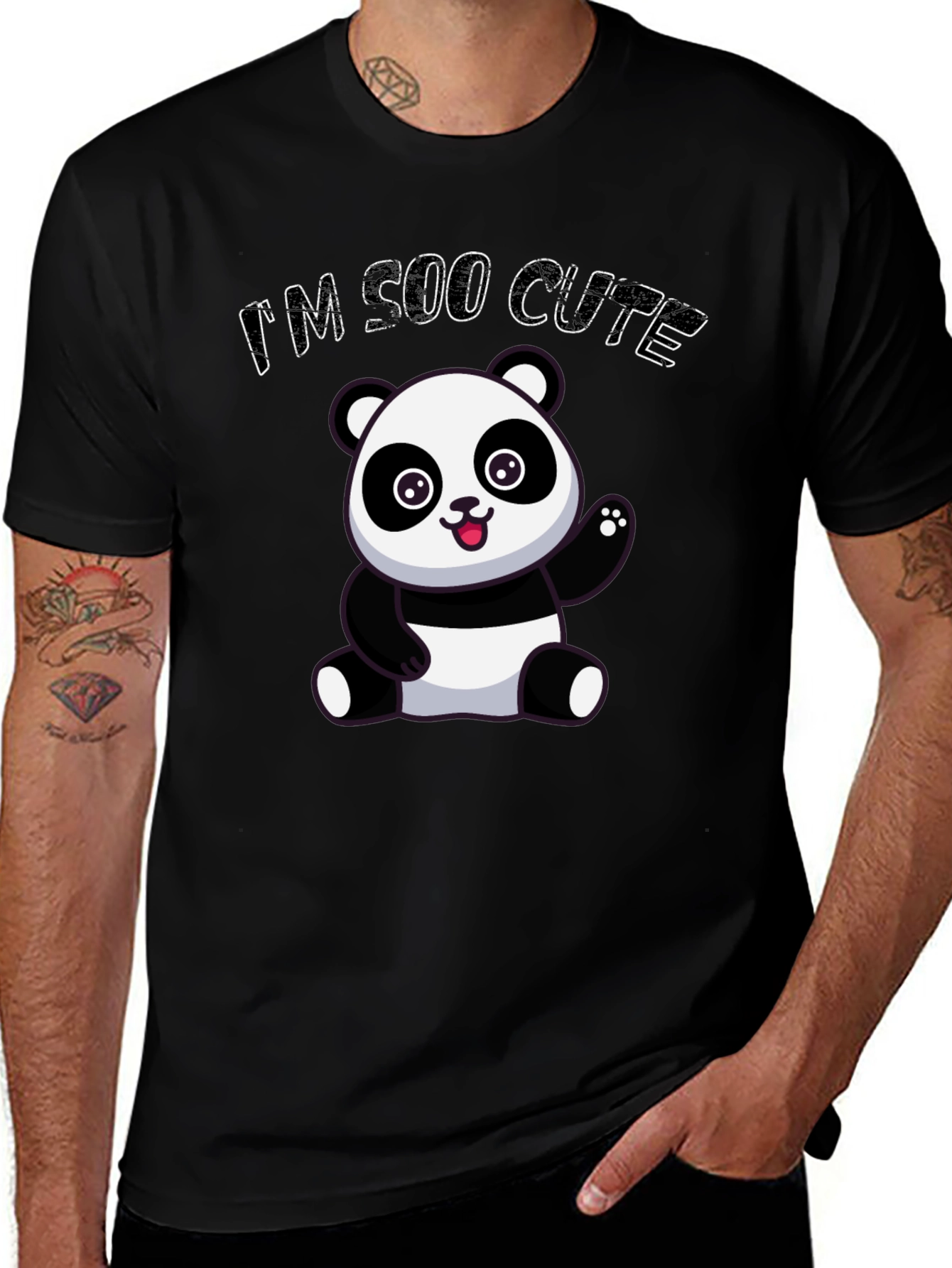 Variant 22 of Cute Panda Bear I'm Soo Cute Black T-Shirt