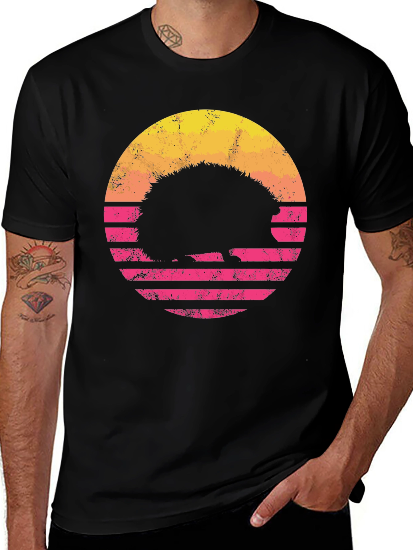 Variant 10 of Retro Hedgehog Sunset T-Shirt
