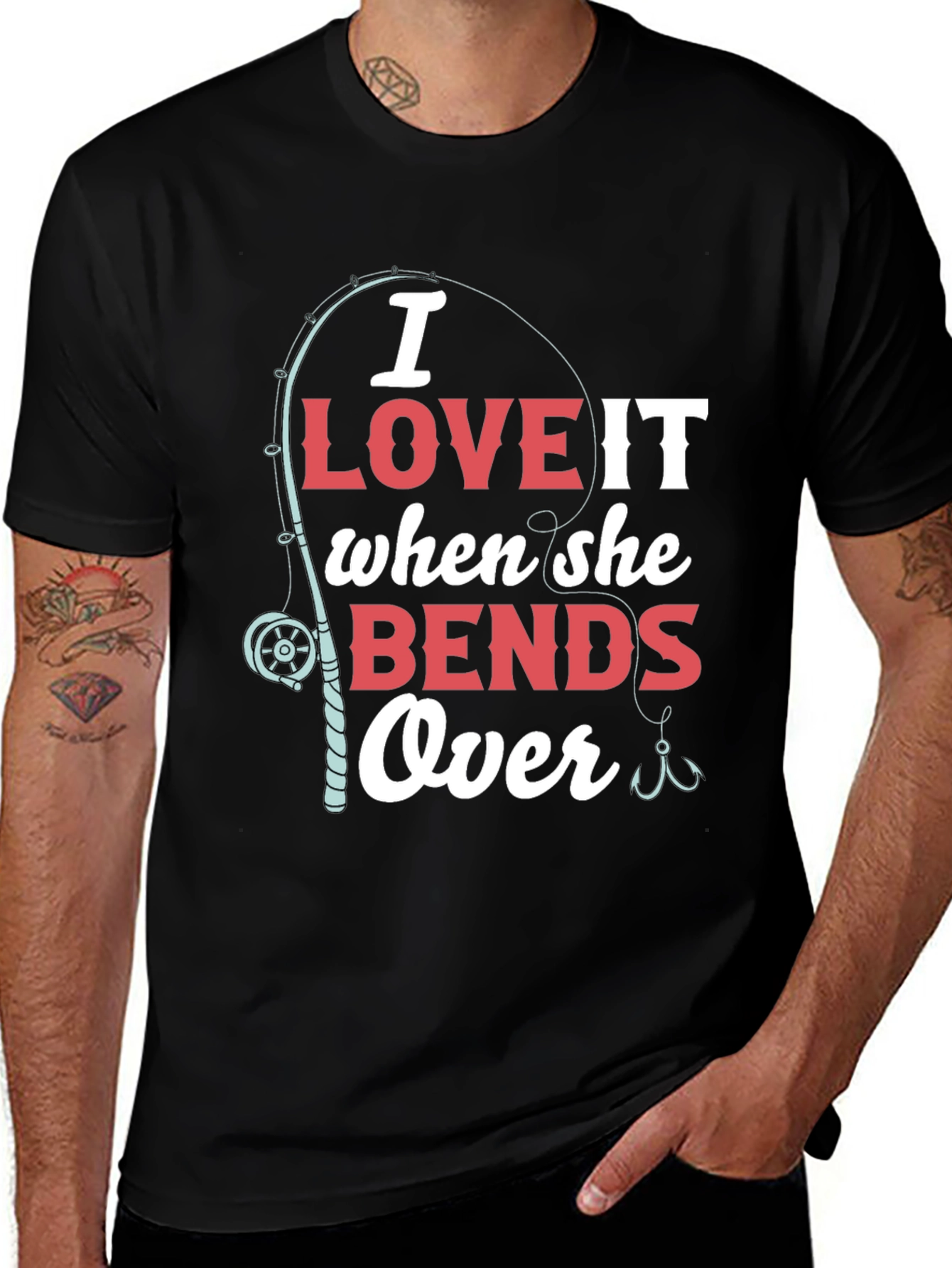 Variant 6 of Funny Fishing T-Shirt - "I Love It When She Bends Over"