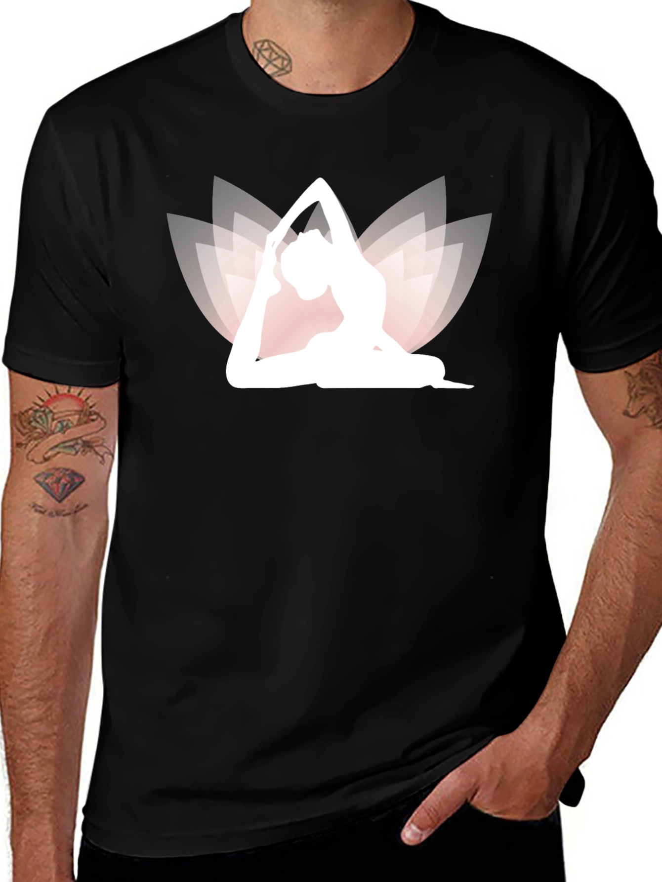Variant 11 of Black Yoga Lotus T-Shirt