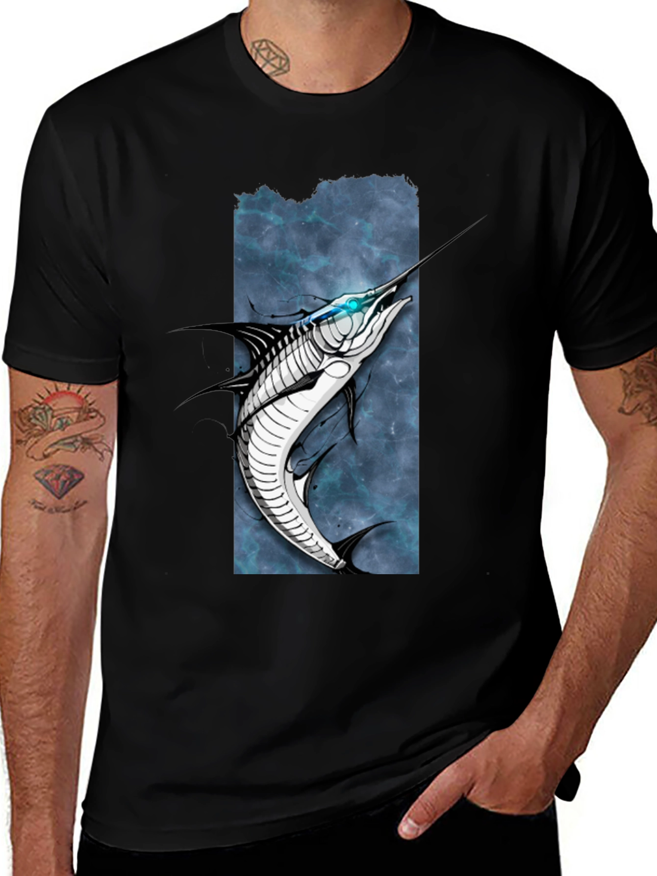 Variant 21 of Marlin Graphic Tee - Black Cotton T-Shirt