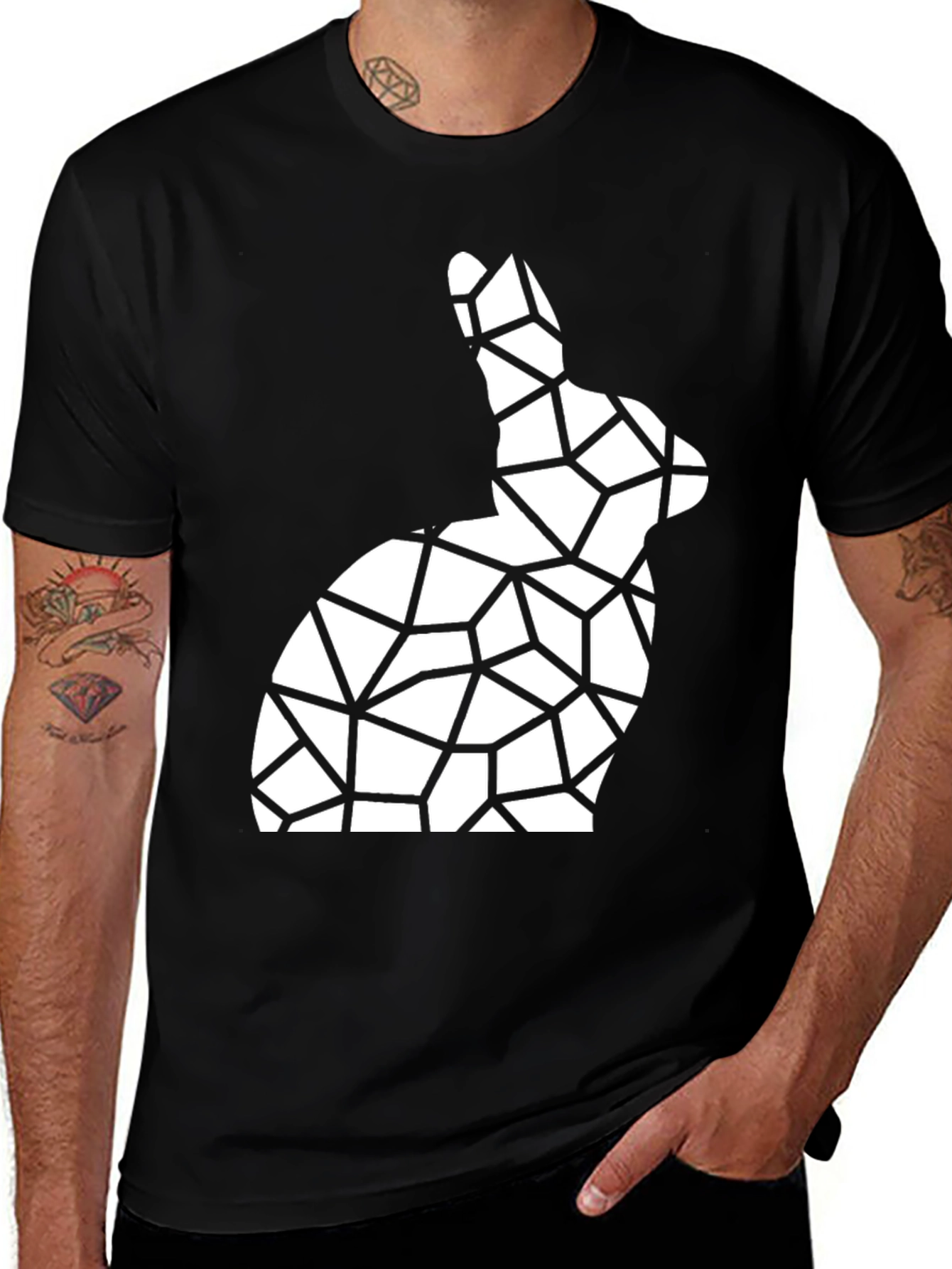 Variant 12 of Geometric Bunny Graphic Print Tee