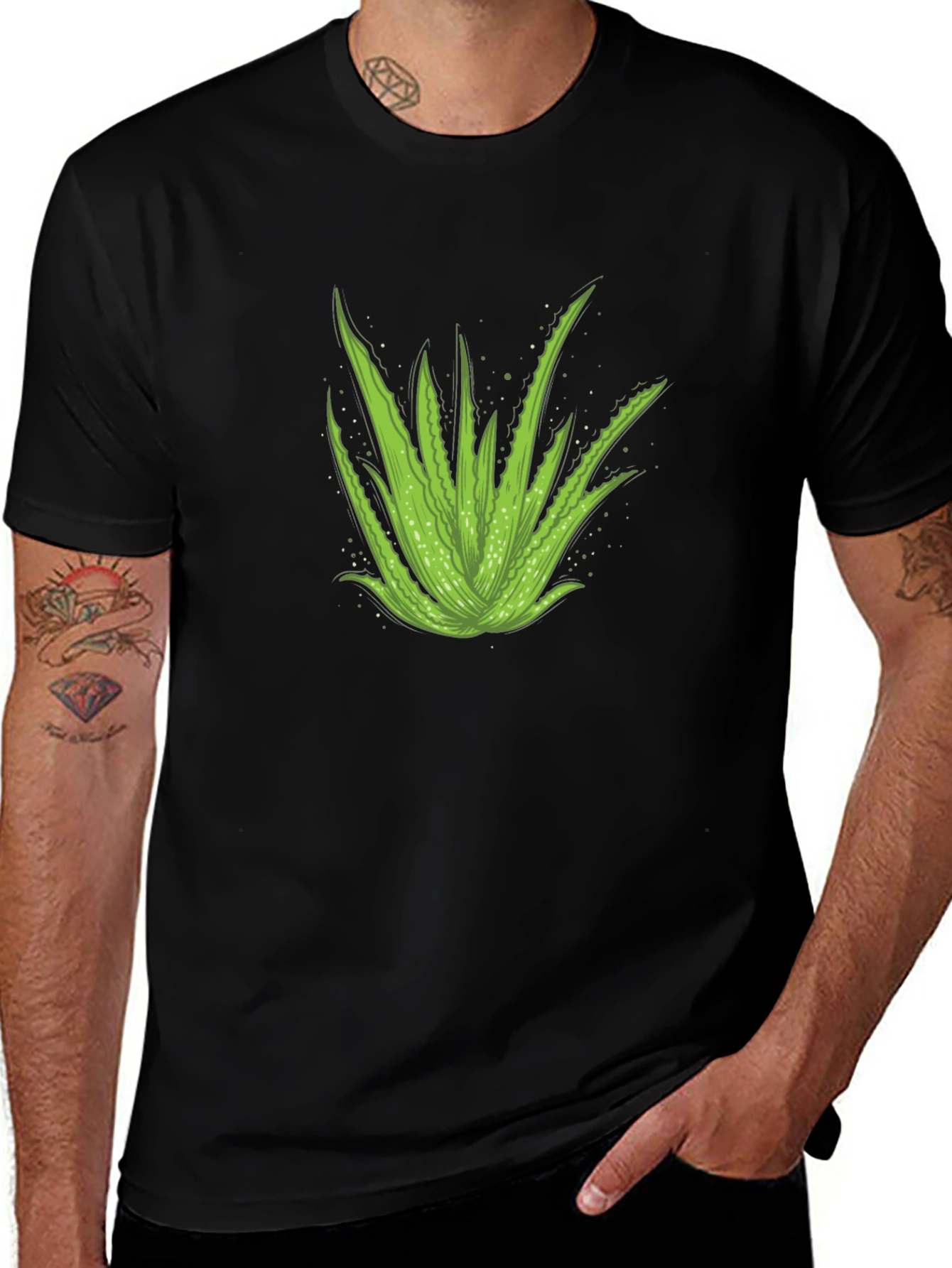 Variant 28 of Aloe Vera Graphic Tee - Black Cotton T-Shirt