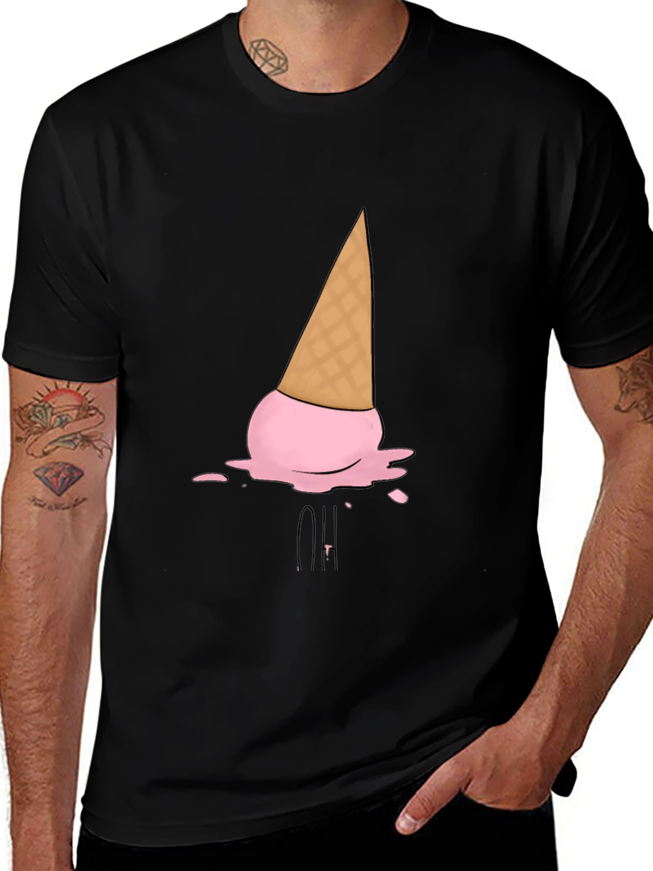 Variant 30 of Ice Cream Cone Graphic Tee - Black Casual Shirt