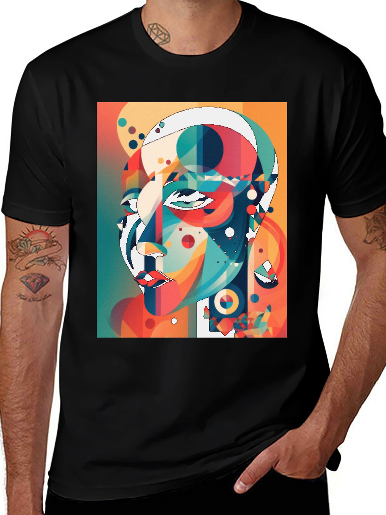 Variant 3 of Abstract Geometric Face Graphic Tee