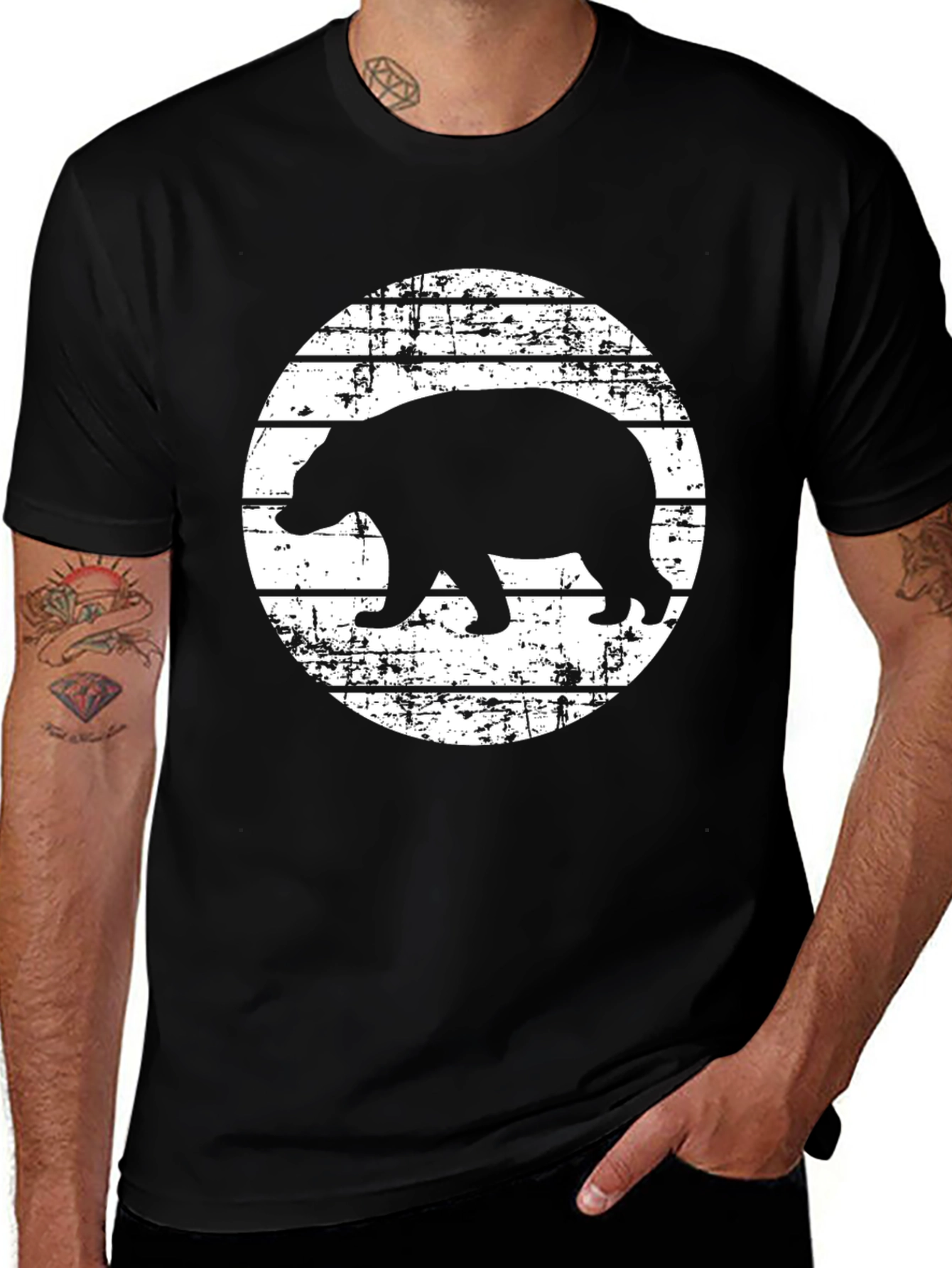 Variant 23 of Bear Silhouette Graphic Tee - Black