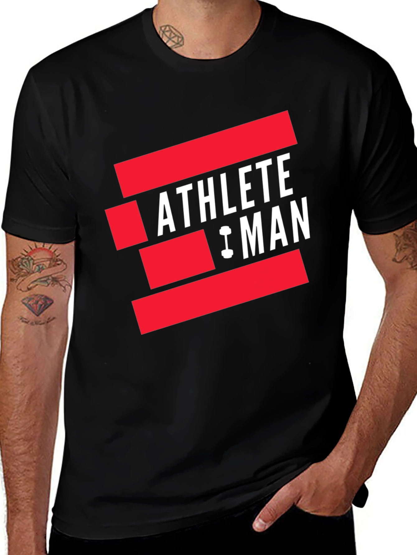 Black Athlete Man Graphic T-Shirt - Black main image