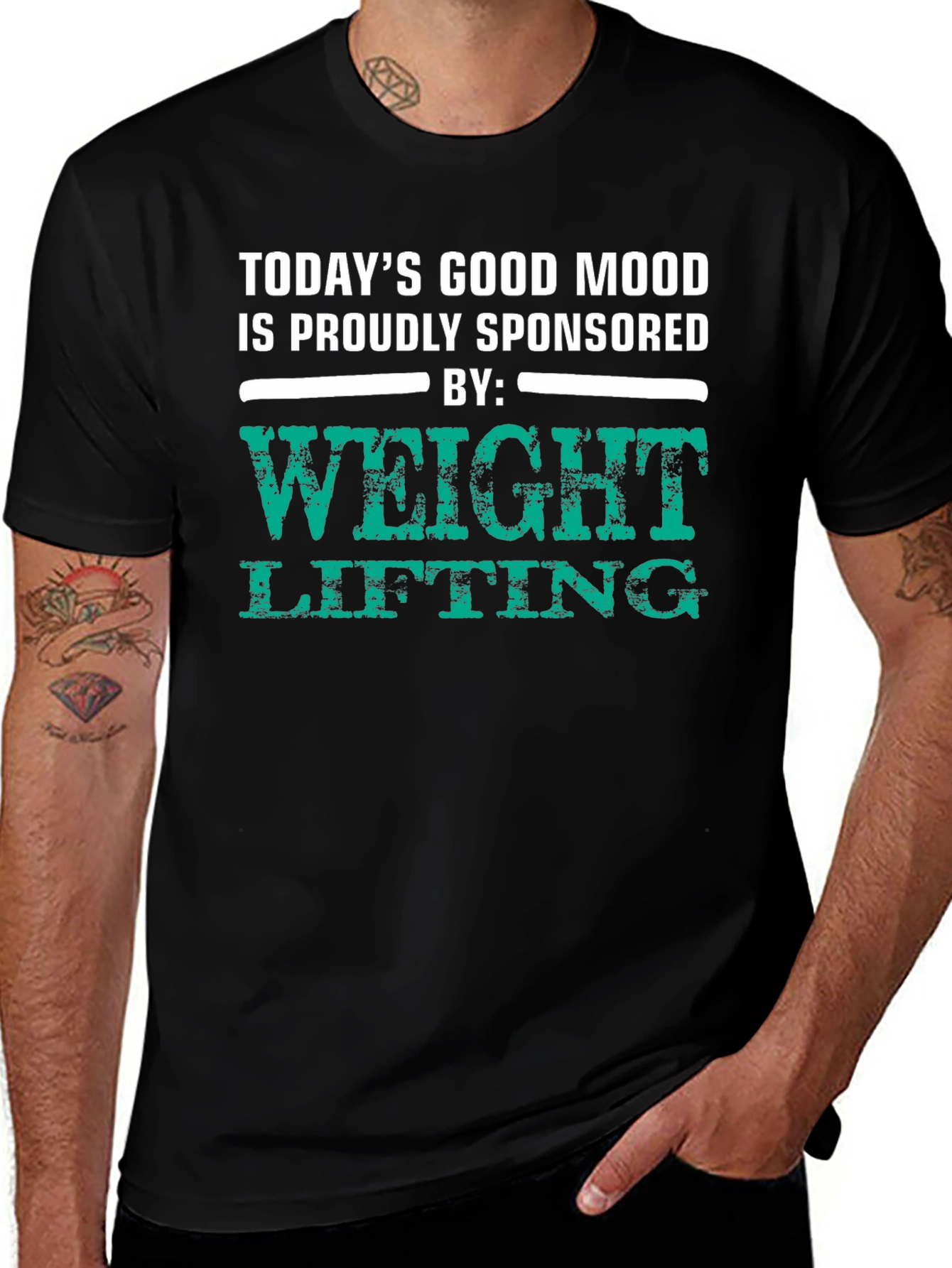 Variant 25 of Weightlifting Sponsored Good Mood Black T-Shirt