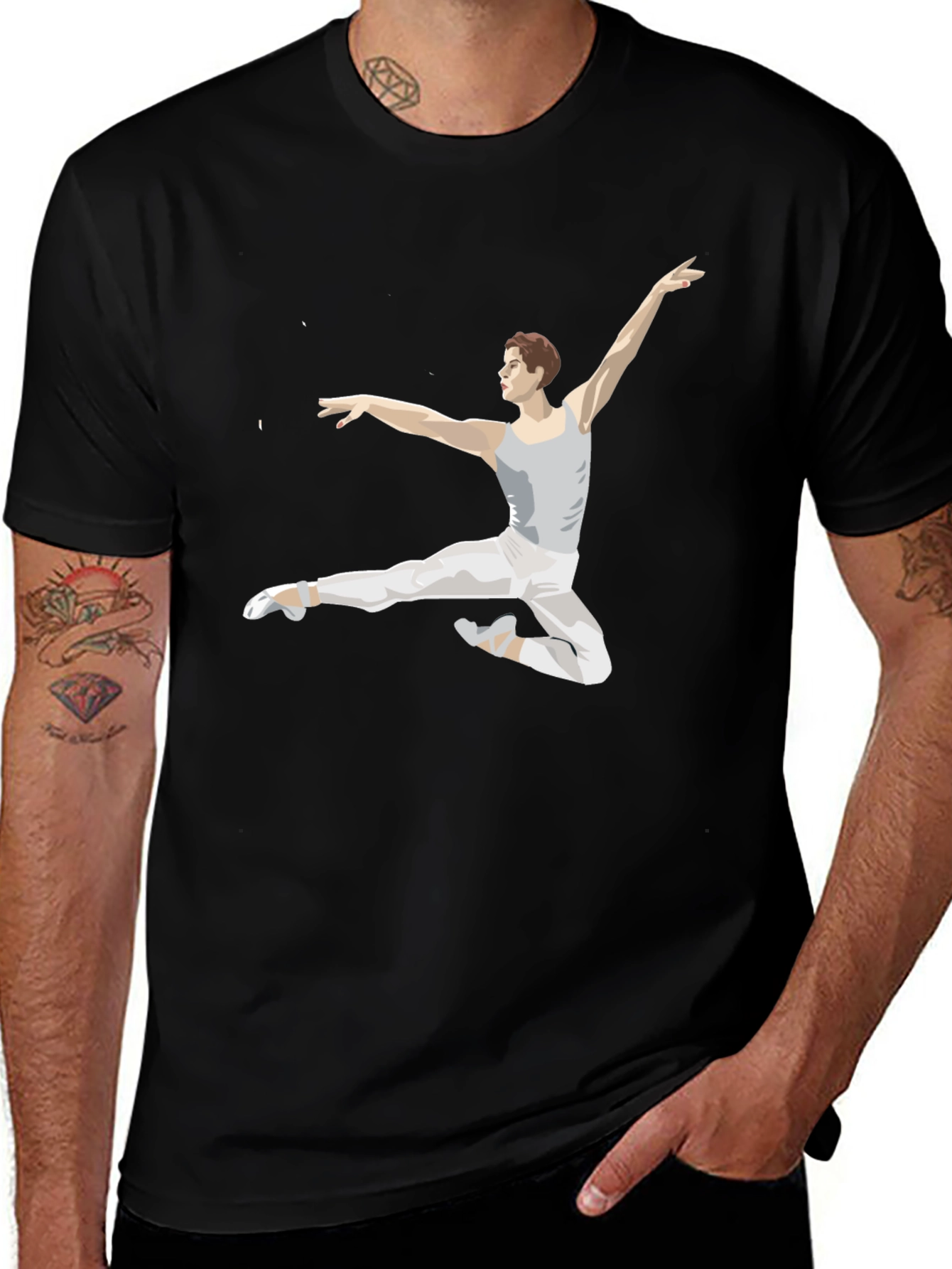 Variant 15 of Ballet Dancer Graphic Tee - Black Cotton T-Shirt