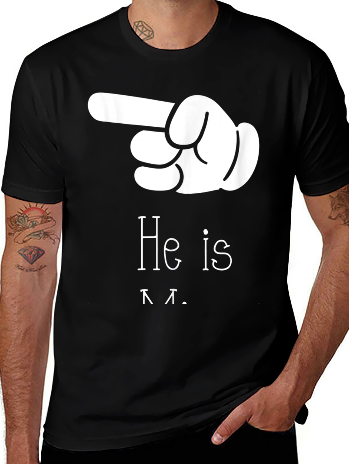 Variant 26 of He Is Pointing T-Shirt - Novelty Design Tee