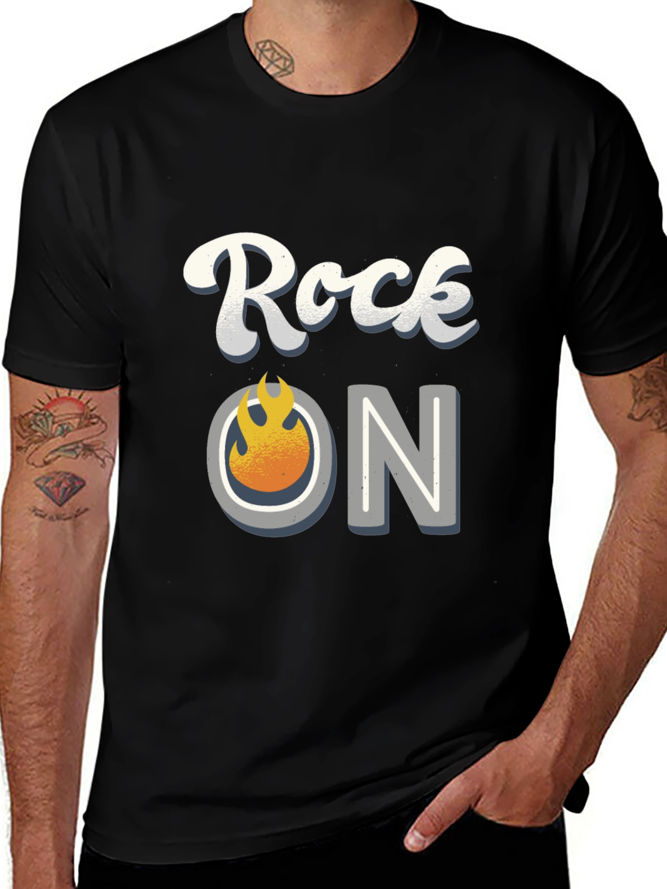 Variant 29 of Rock On Graphic Tee - Black Cotton Blend