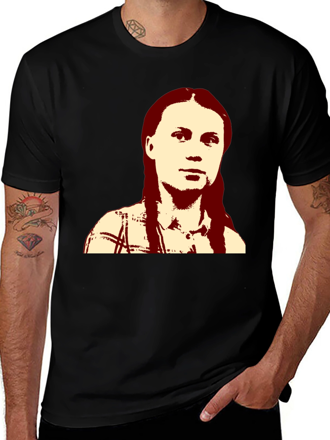 Variant 11 of Greta Thunberg Portrait Black T-Shirt