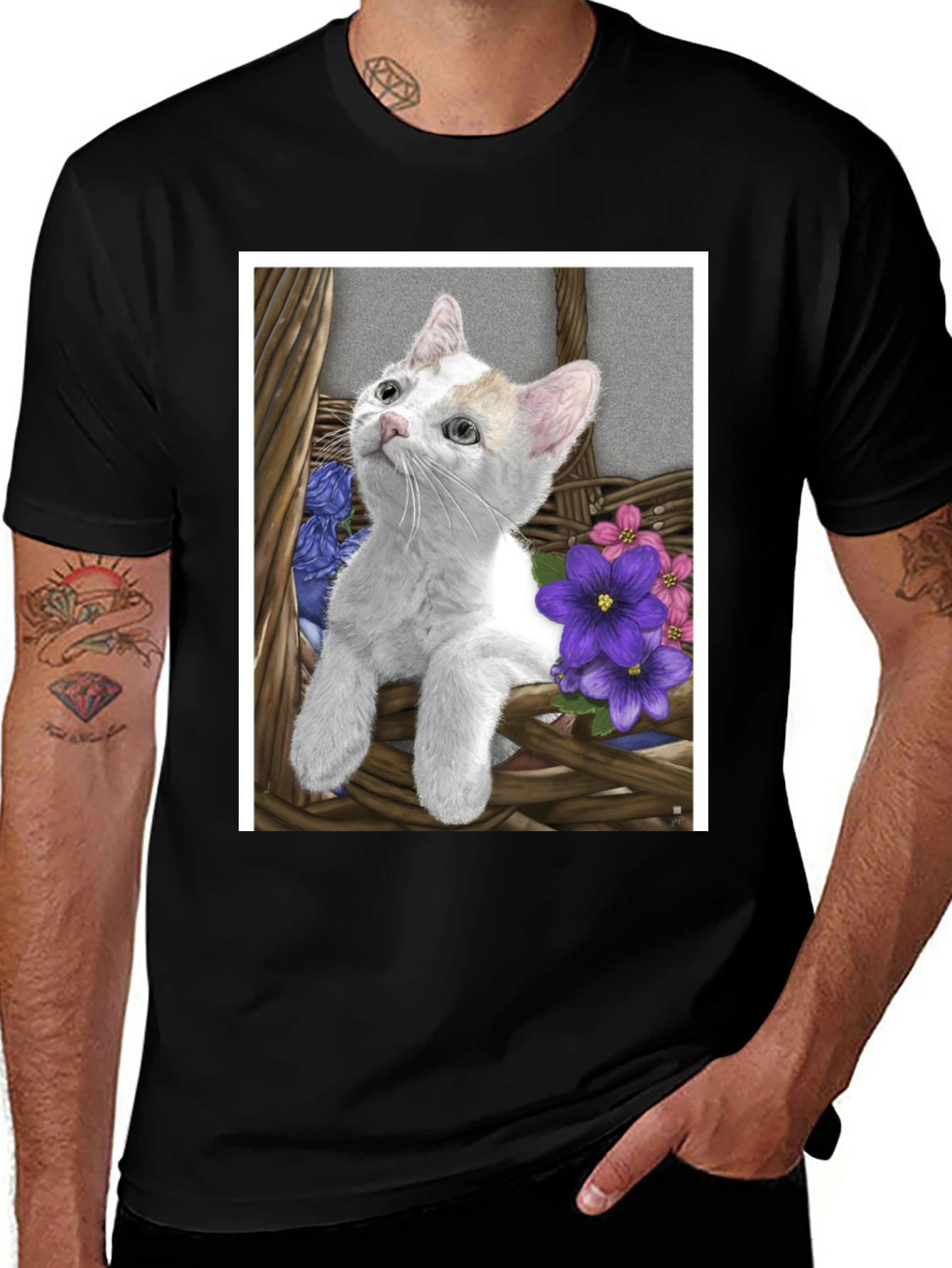 Variant 15 of Kitten & Flowers Graphic Tee