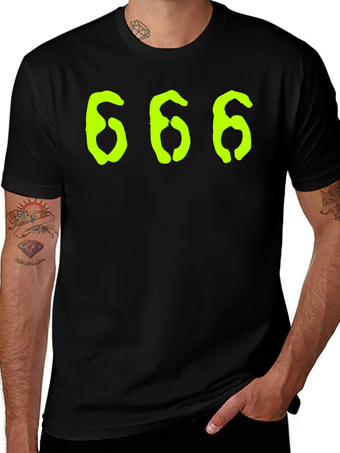 Variant 25 of 666 Graphic Tee - Black Cotton T-Shirt