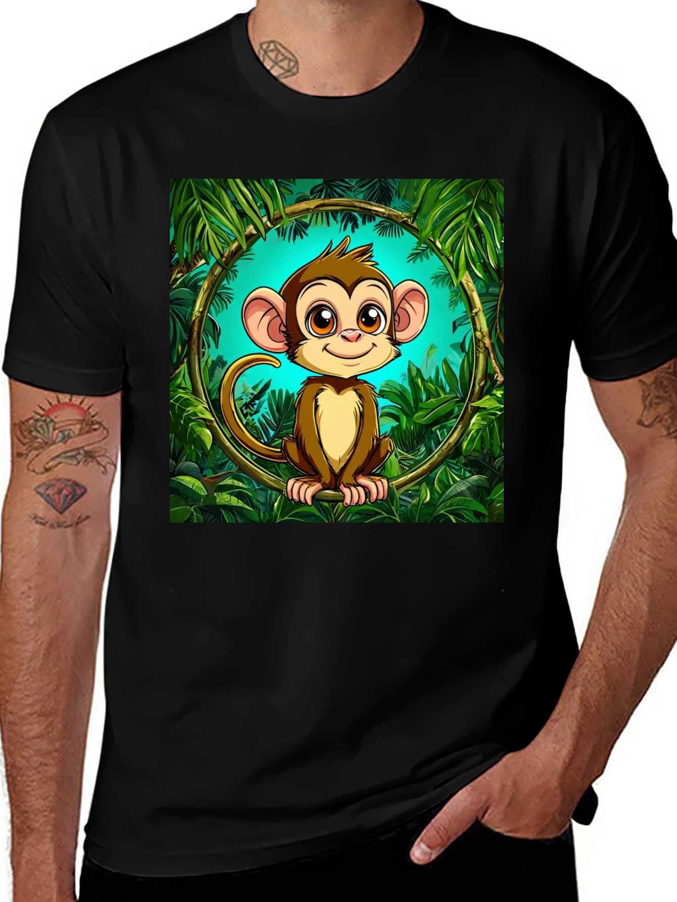 Jungle Monkey Graphic T-Shirt - Fun Cartoon Design
