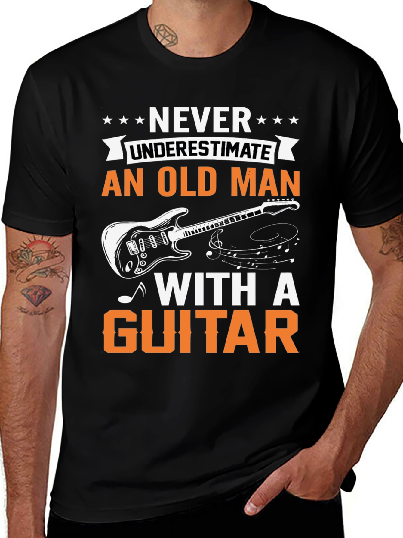 Variant 15 of Never Underestimate an Old Man with a Guitar T-Shirt