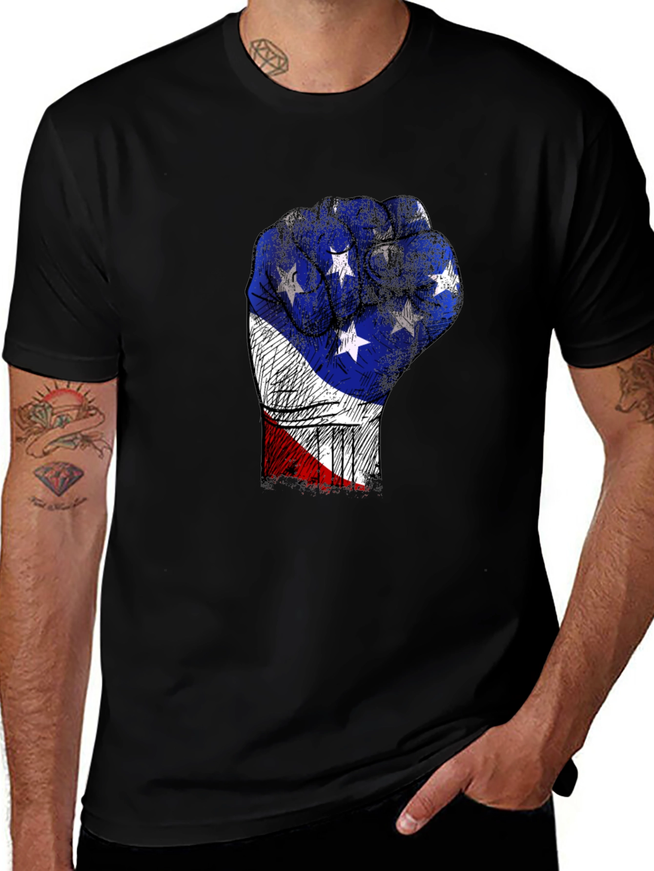 Variant 23 of Patriotic Fist Graphic Tee - USA Pride T-Shirt
