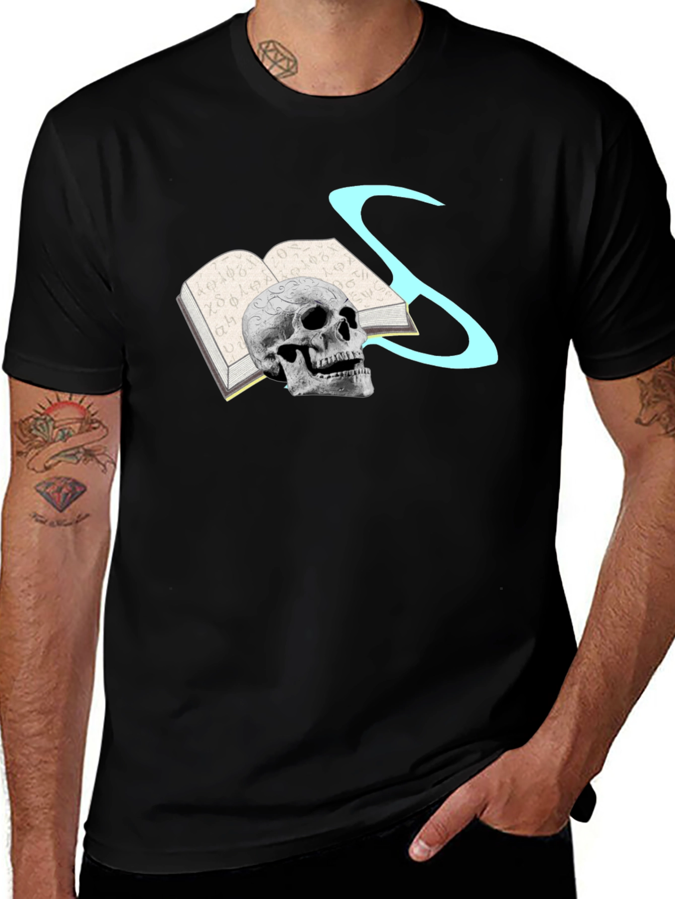 Variant 16 of Skull & Book Graphic Tee - Dark Academia Style