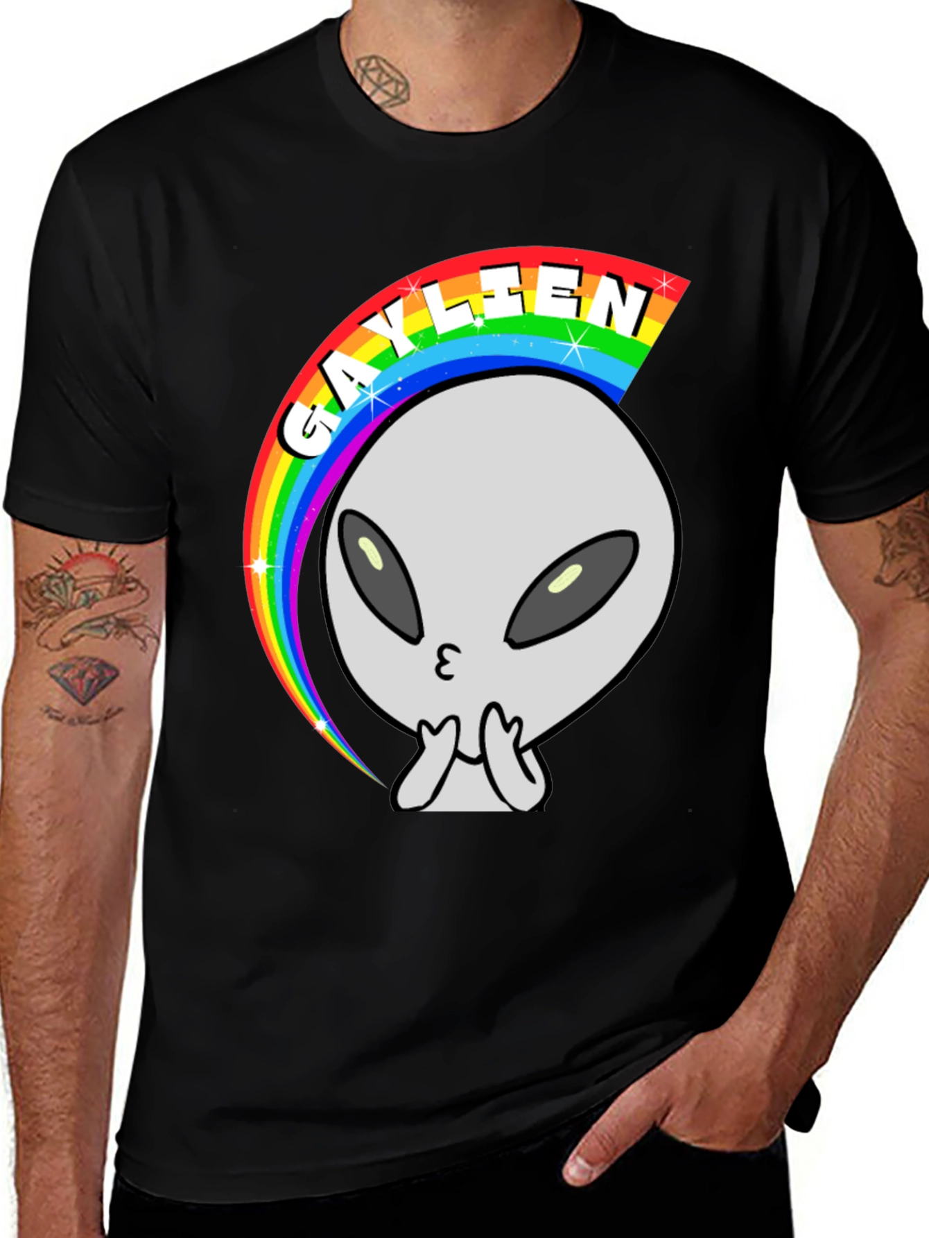 Variant 15 of Gaylien Rainbow T-Shirt - Black