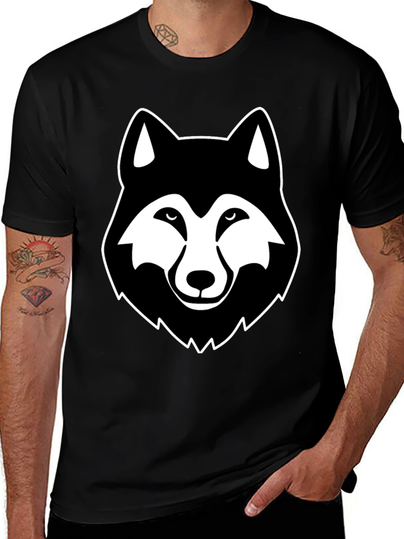 Variant 12 of Cool Wolf Graphic Tee - Black Unisex T-Shirt