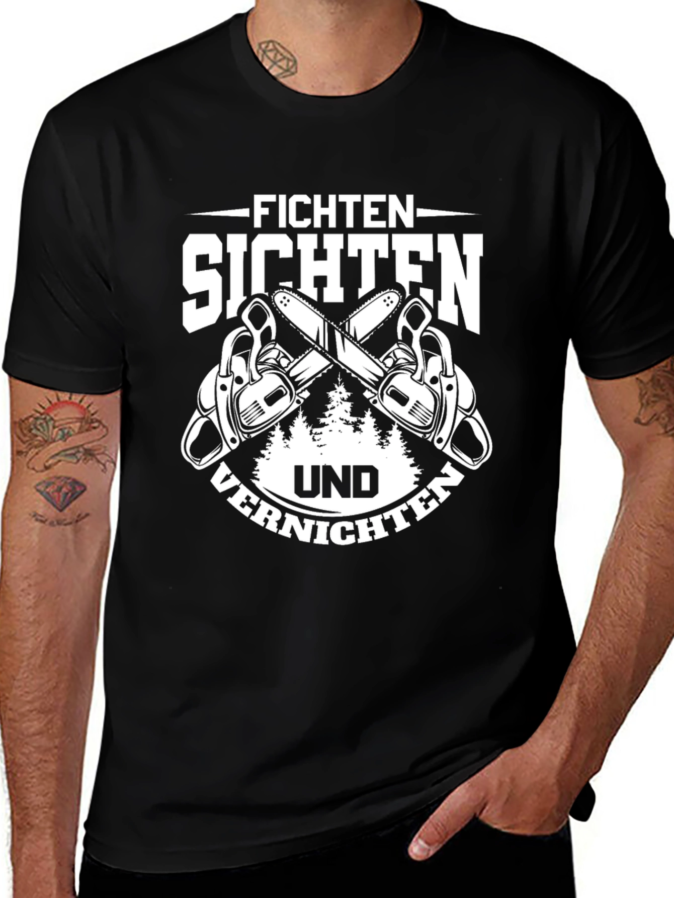 Black Fichten Sichten Und Vernichten T-Shirt main image