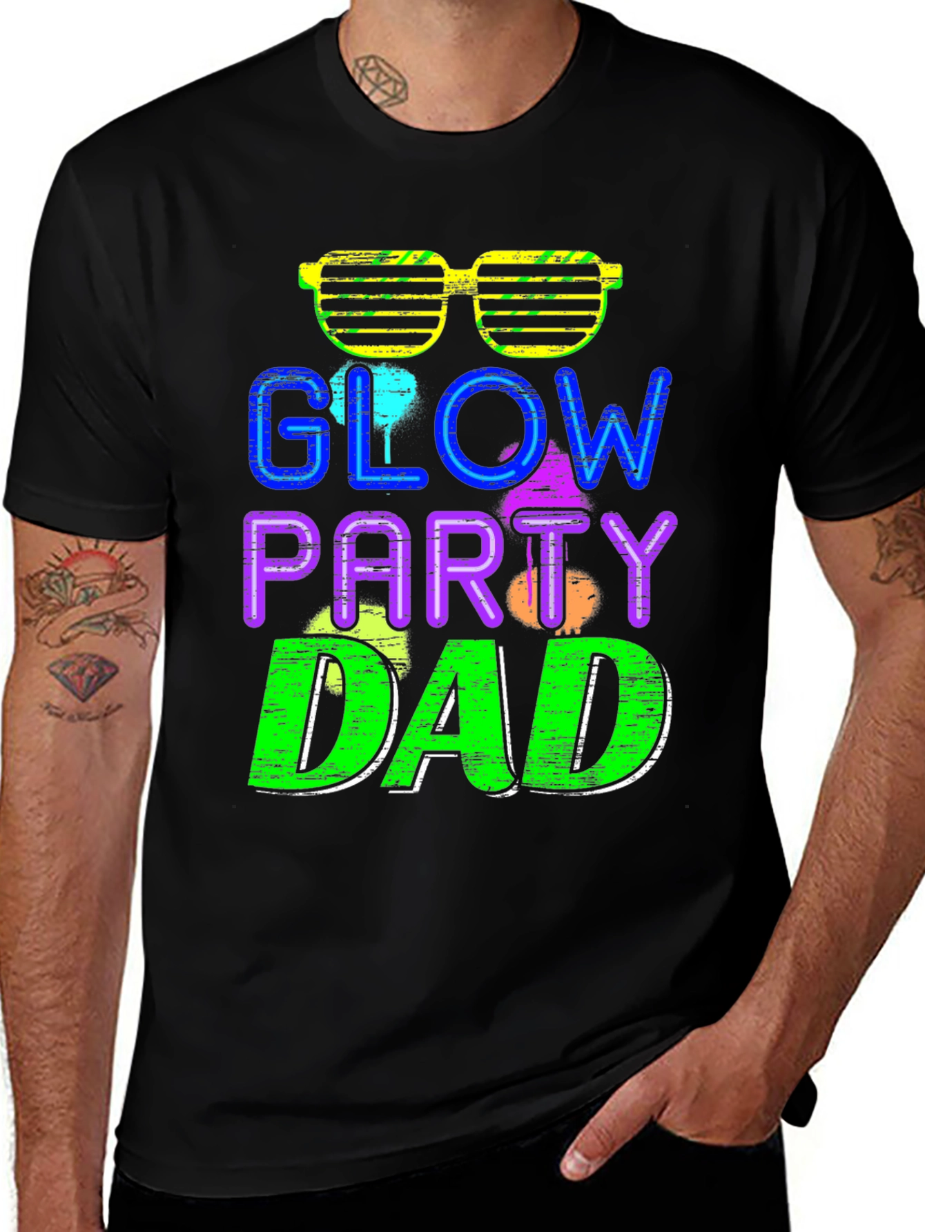 Variant 25 of Glow Party Dad T-Shirt - Neon Graphic Tee