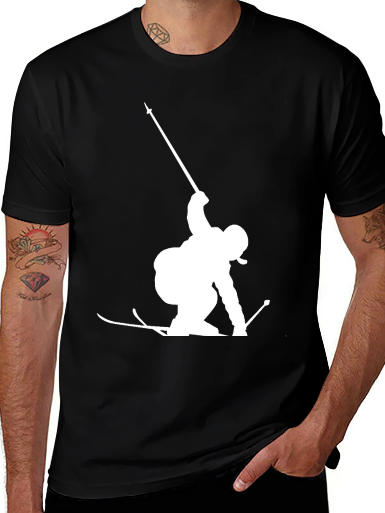 Variant 18 of Skiing Silhouette T-Shirt | Cool Winter Sport Graphic Tee
