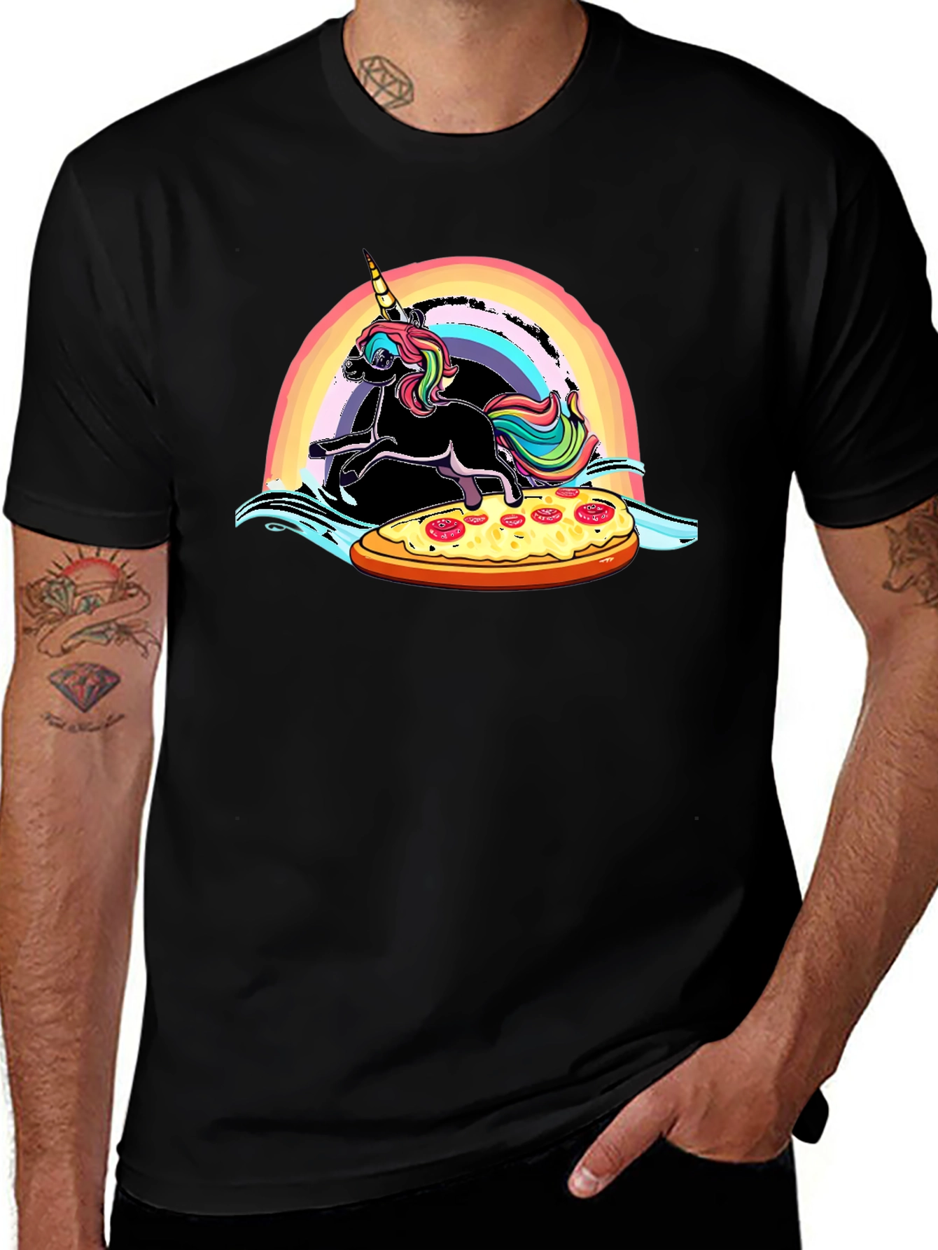 Variant 26 of Unicorn Pizza Rainbow Graphic Tee